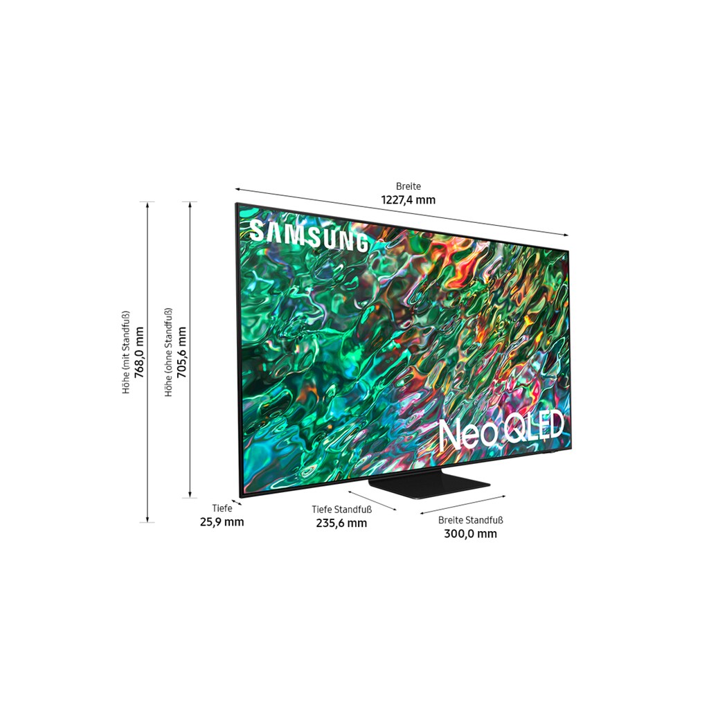 Samsung QLED-Fernseher »55" Neo QLED 4K QN90B (2022)«, 138 cm/55 Zoll, Smart-TV-Google TV, Quantum Matrix Technologie mit Neo Quantum Prozessor 4K-Quantum HDR 2000-Ultimate UHD Dimming