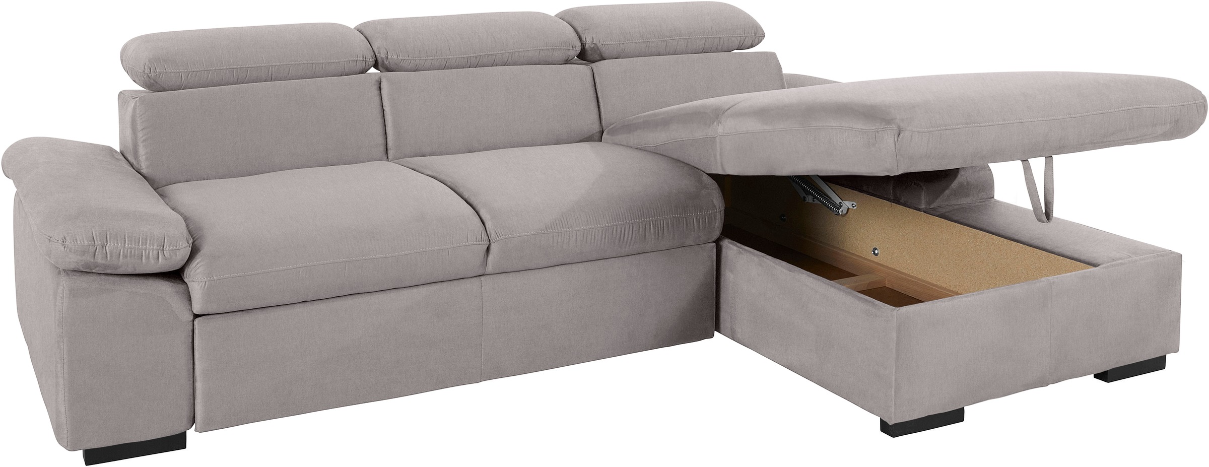 COTTA Ecksofa »Lola L-Form mit Kopfteilfunktion & Hocker«, (Set, mit Hocker), wahlweise mit Bettfunktion, Bettkasten & Armteilverstellung