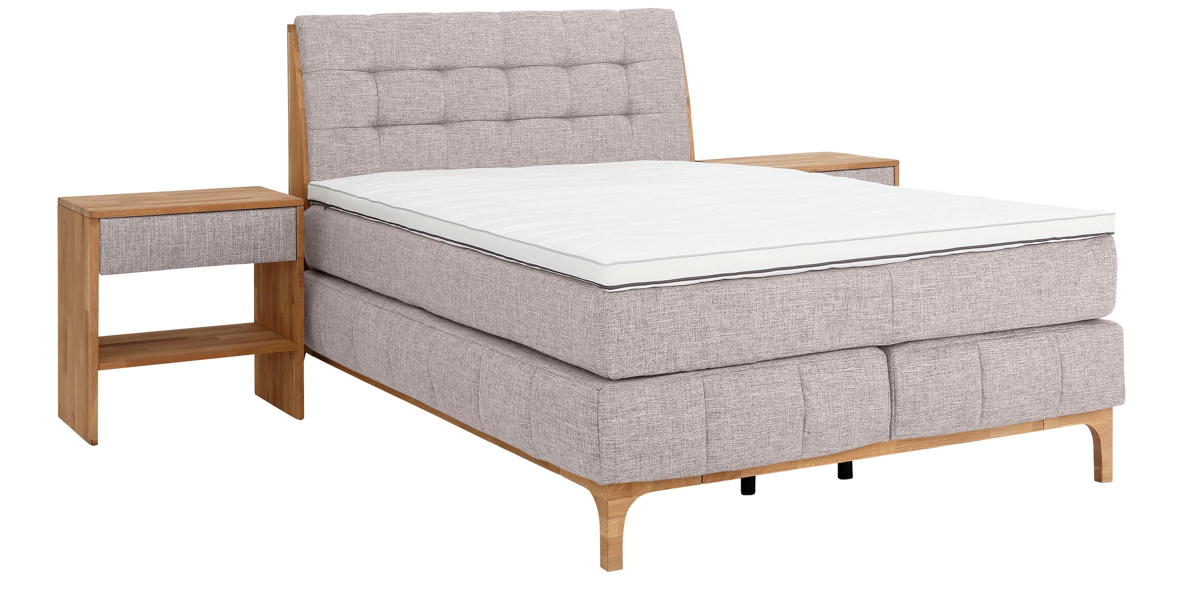 OTTO products Boxspringbett »Jelle«, (5 St.), zertifizierte, recycelte Bezugsstoffe, verschiedene Ausführungen