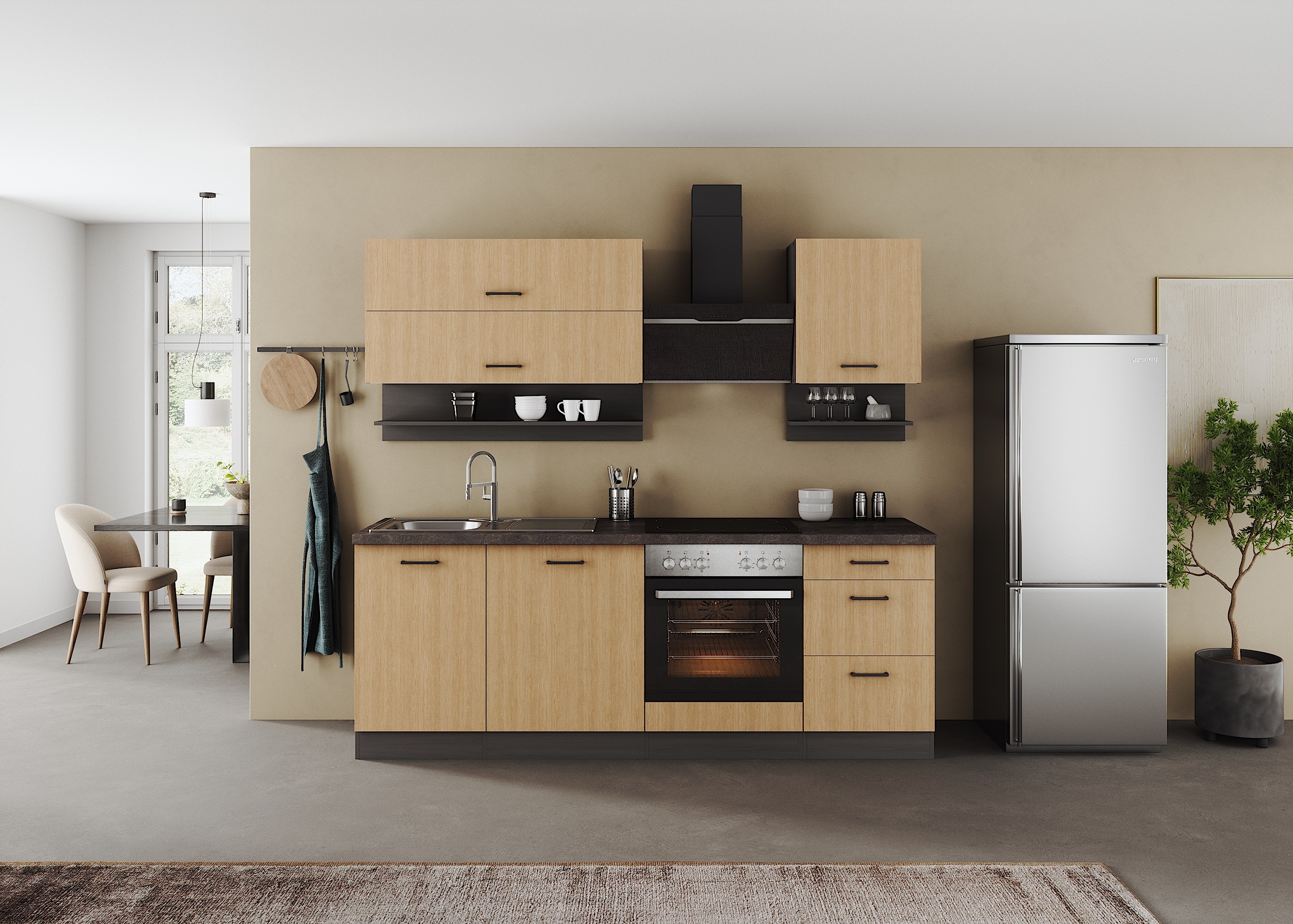 KOCHSTATION Küchenzeile »KS-Frieda Breite 220 cm« wahlweise mit E-Geräten, günstig online kaufen