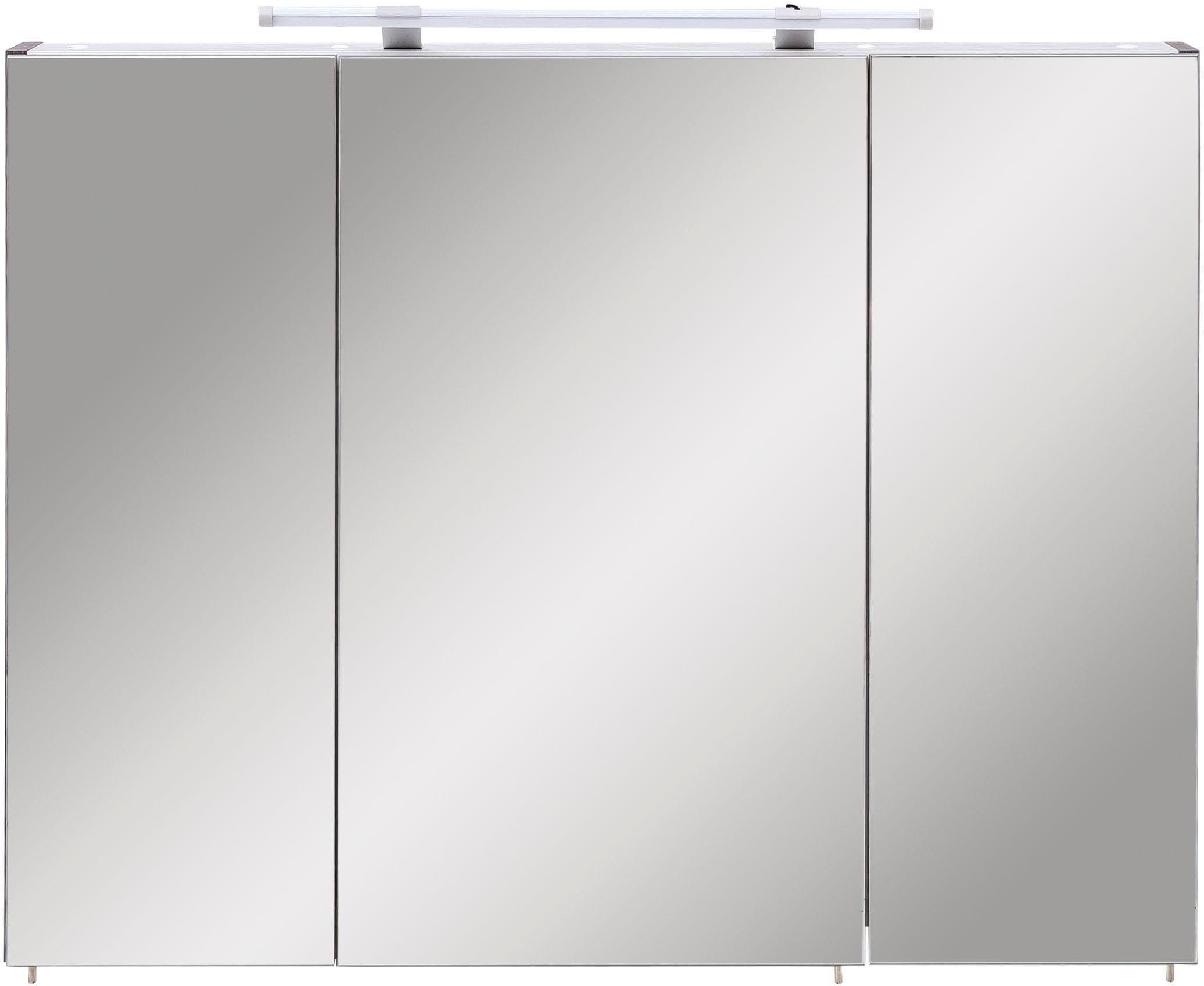 Schildmeyer Spiegelschrank »Dorina«, Breite 90 cm, 3-türig, LED-Beleuchtung, Schalter-/Steckdosenbox