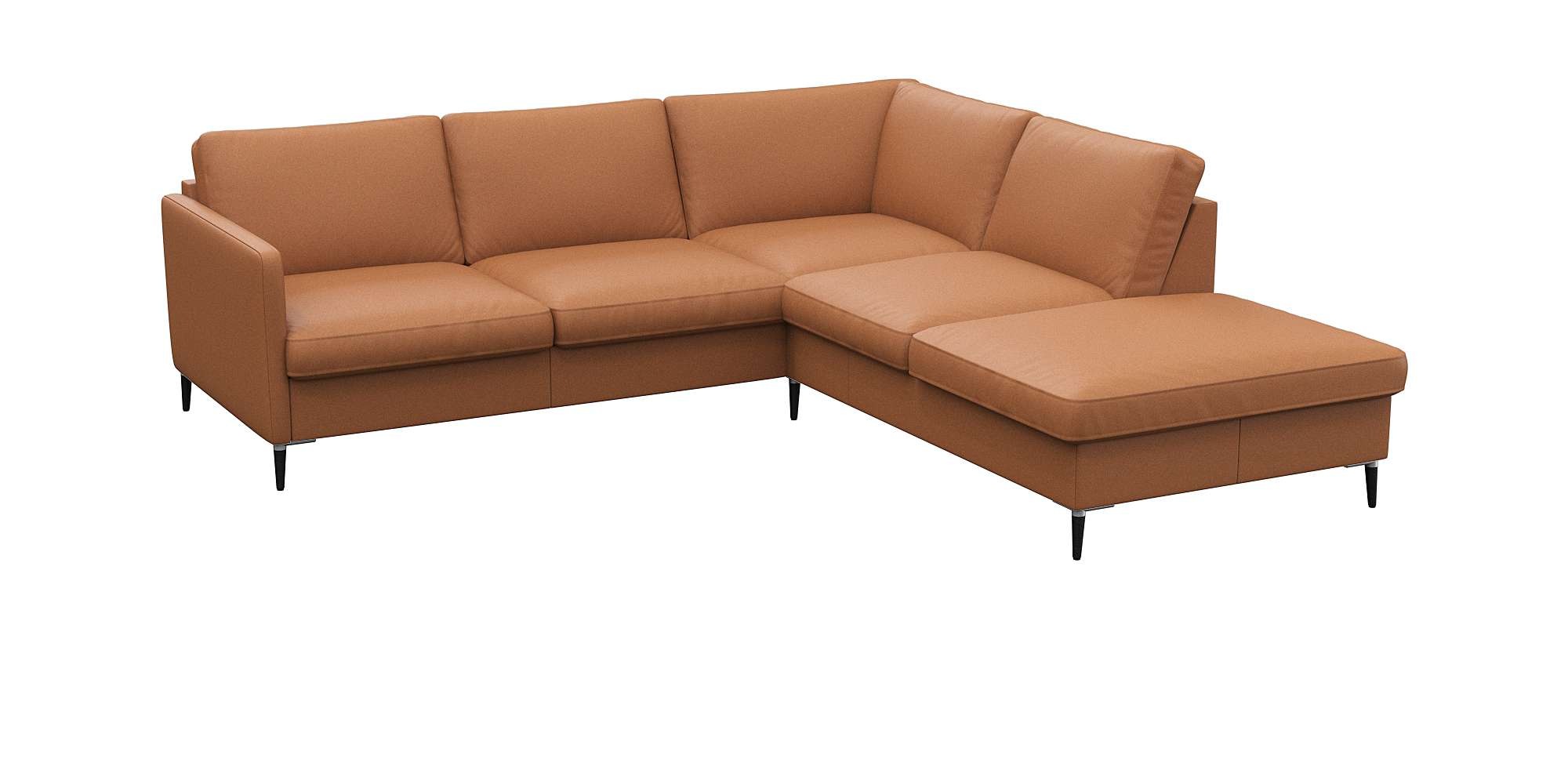 FLEXLUX Ecksofa »Fiore, L-Form«, schmale Armlehnen, Füße Alu/schwarz, B/T 234/225cm, Kaltschaum im Sitz
