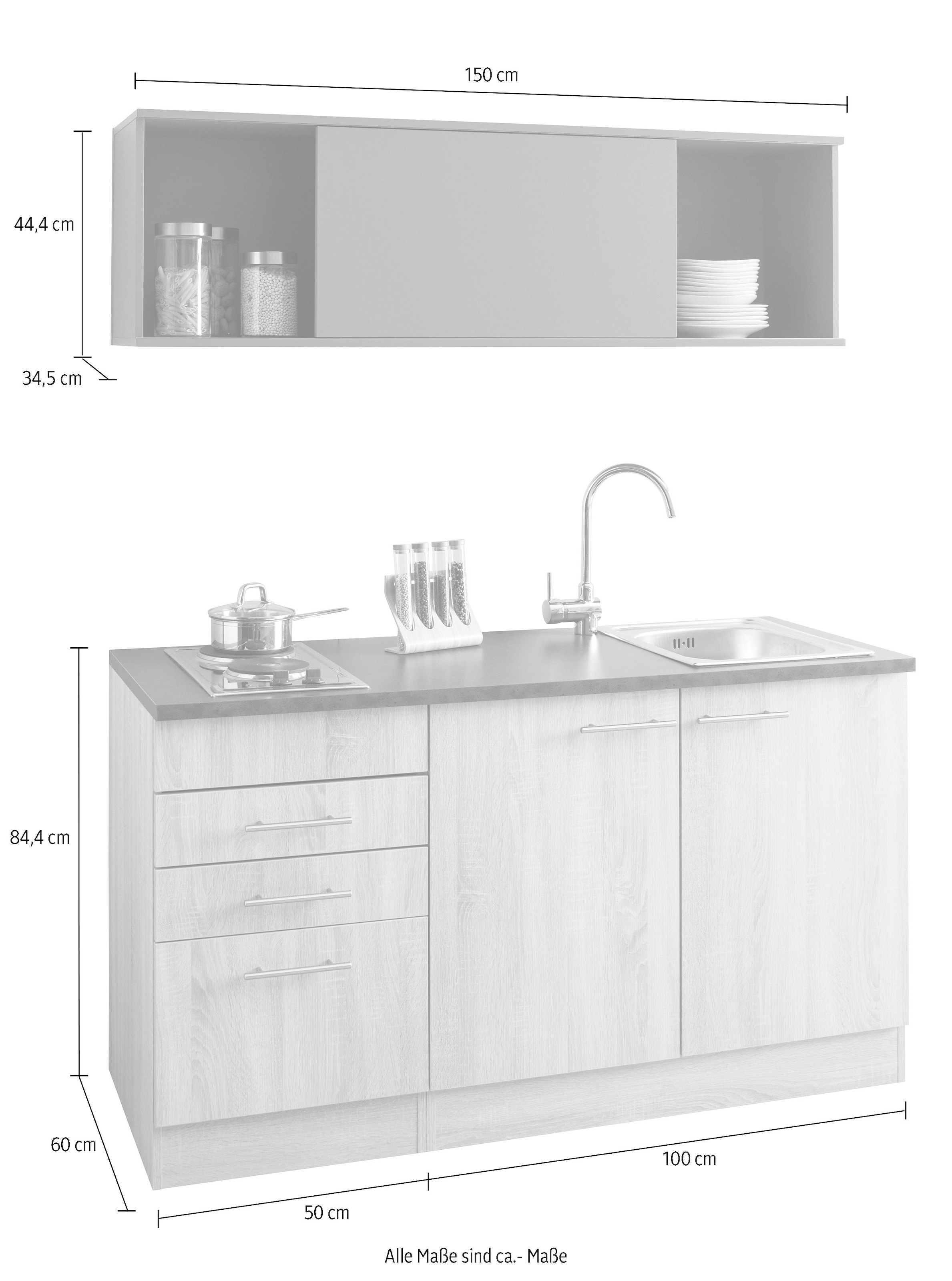 OPTIFIT Pantryküche »Mini«, mit E-Geräten, Breite 150 cm