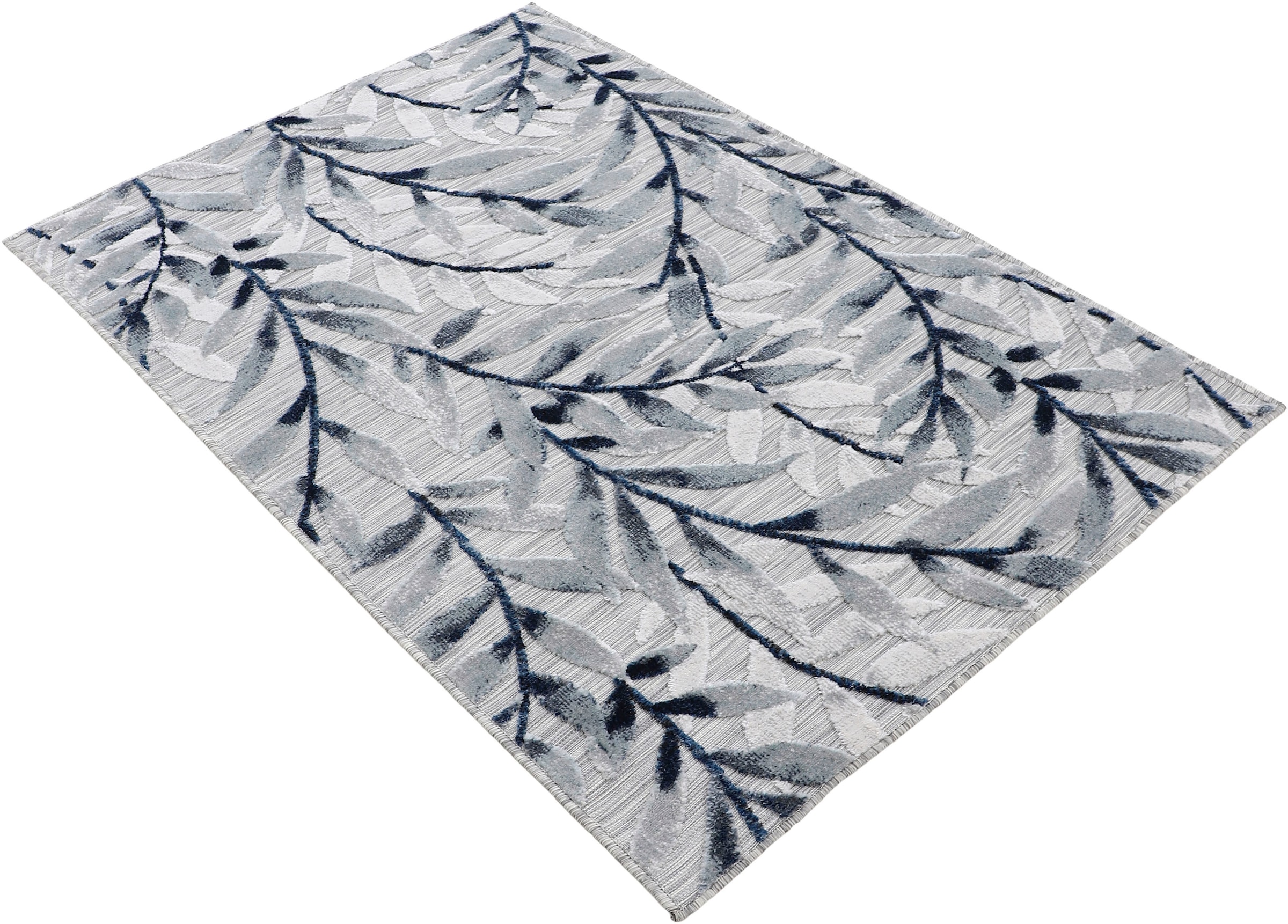 carpetfine Teppich »Deja bestellen Effekt schnell Hoch-Tief und bequem Flachgewebe, 100«, Palmenblätter, rechteckig, robustes Floral Motiv