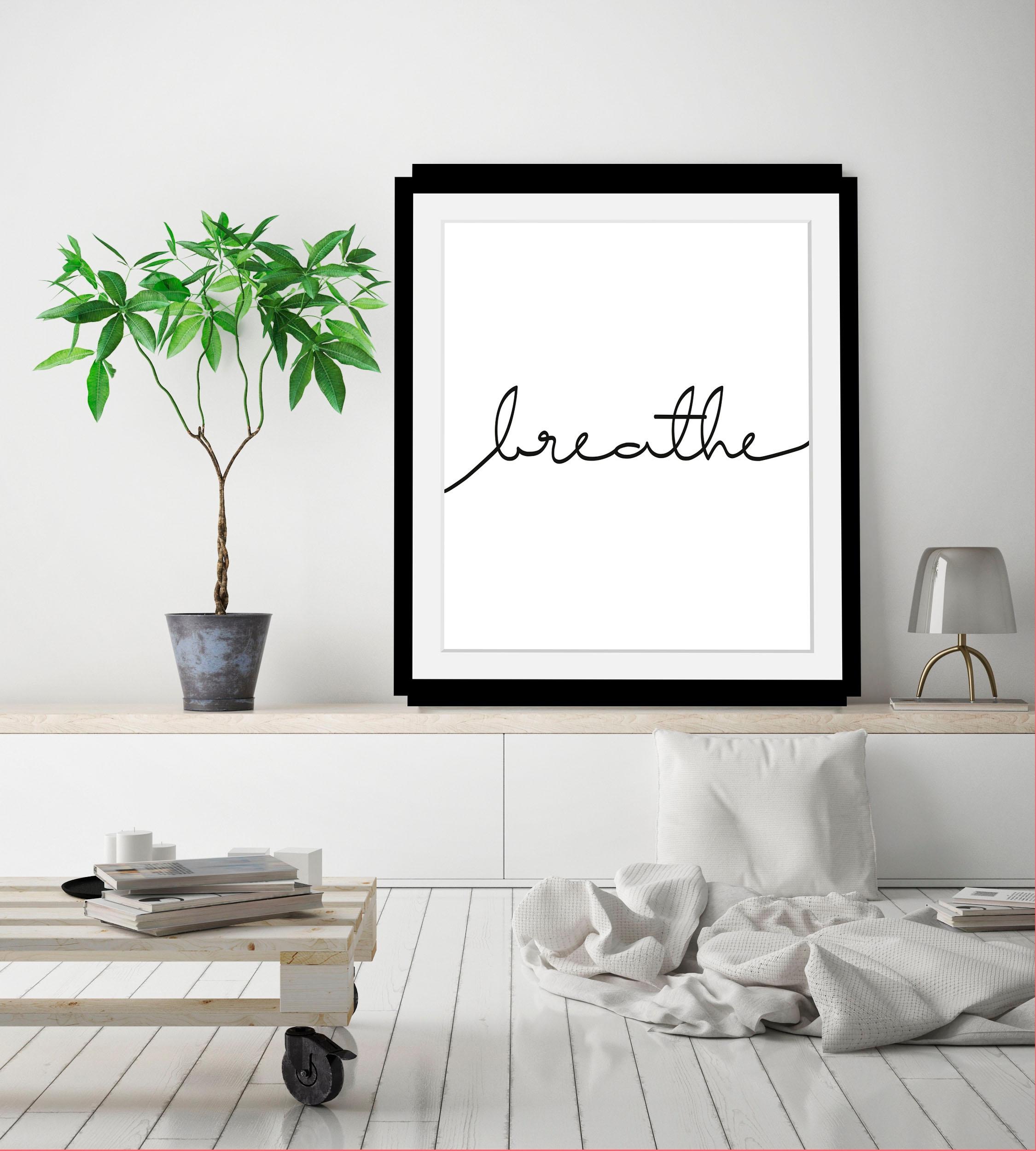 queence Bild »Breathe«, Schwarz-Weiß-Schriftzug-Motivationsbilder-Spa-Spa B günstig online kaufen