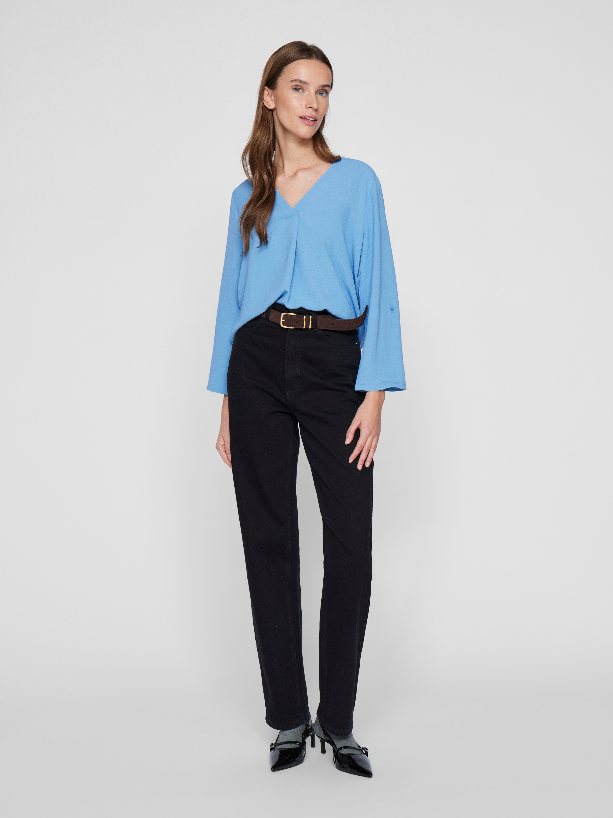 Vila Blusenshirt »VIJOSA 3/4 V-NECK TOP - NOOS«