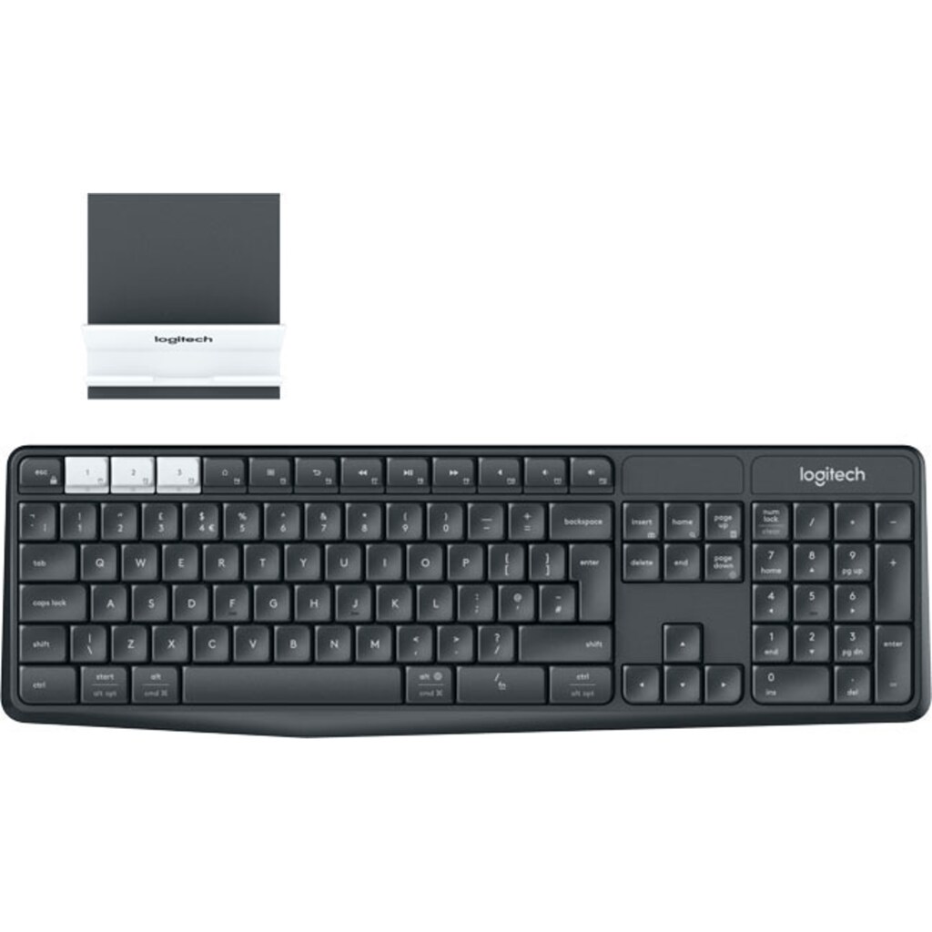 Logitech PC-Tastatur »Bluetooth Multi-Device Keyboard K375s Graphite«, (ergonomische Form)