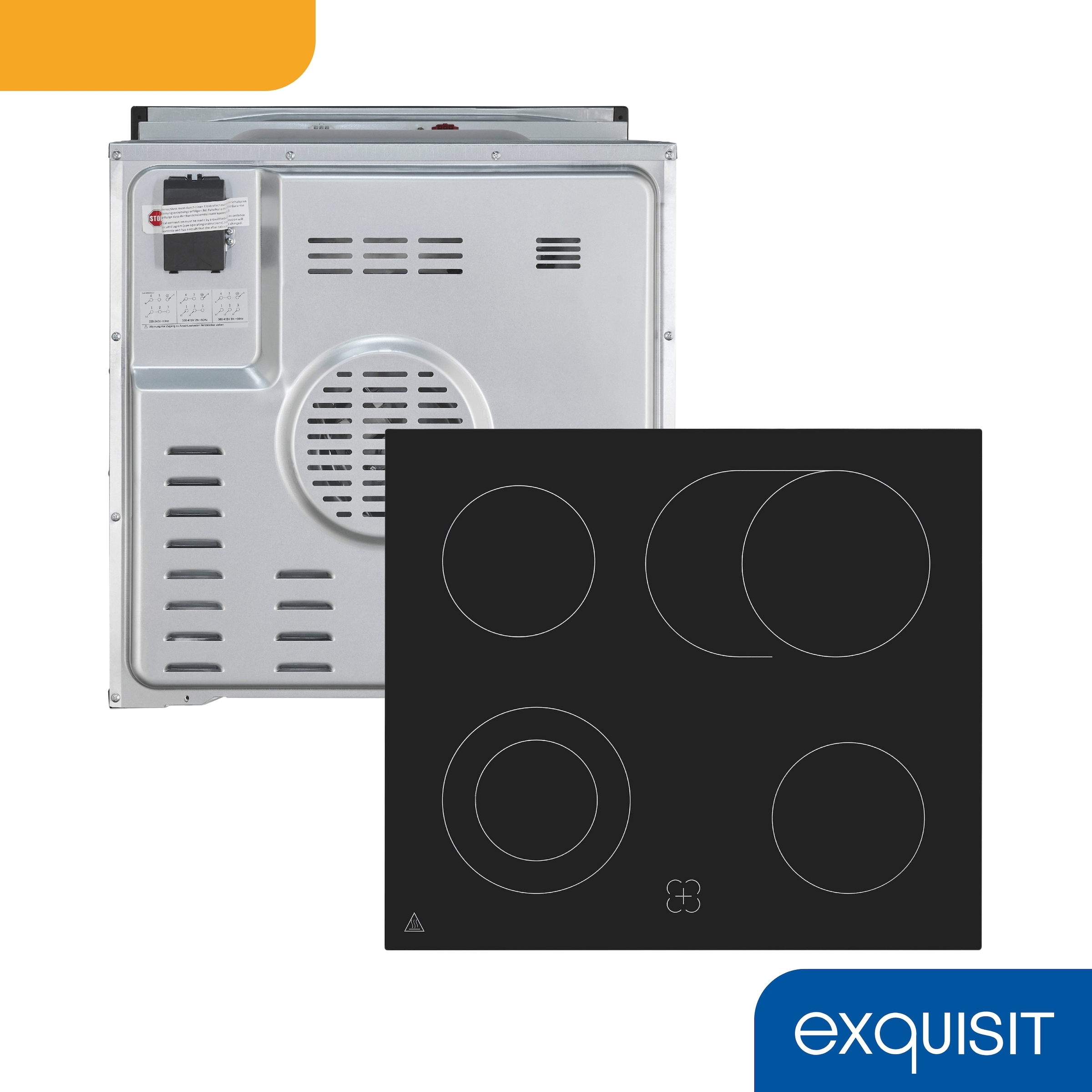 exquisit Backofen-Set »EHE258-UBZ-020-Set schwarz« Backofen | Glaskeramikkochfeld, 2 Stk. tlg. Vielseitiger Grill und 4-Zonen-Glaskeramikkochfeld – einfach & sicher!