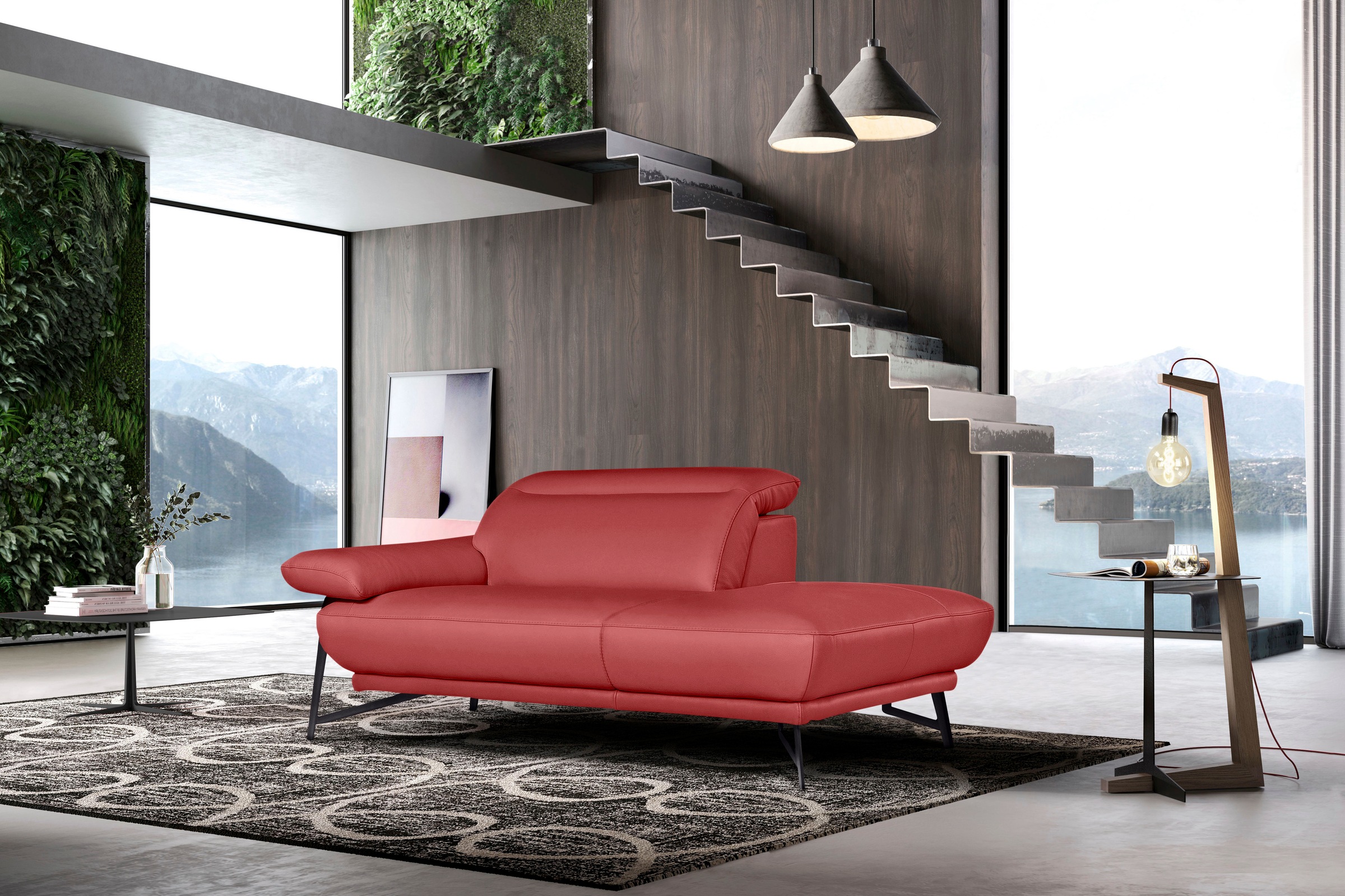 Egoitaliano Ottomane »Anais, Designsofa mit hohem Sitzkomfort, Designfuß«, Solitärmöbel als Blickfang, inkl. verstellbarer Kopfstützen