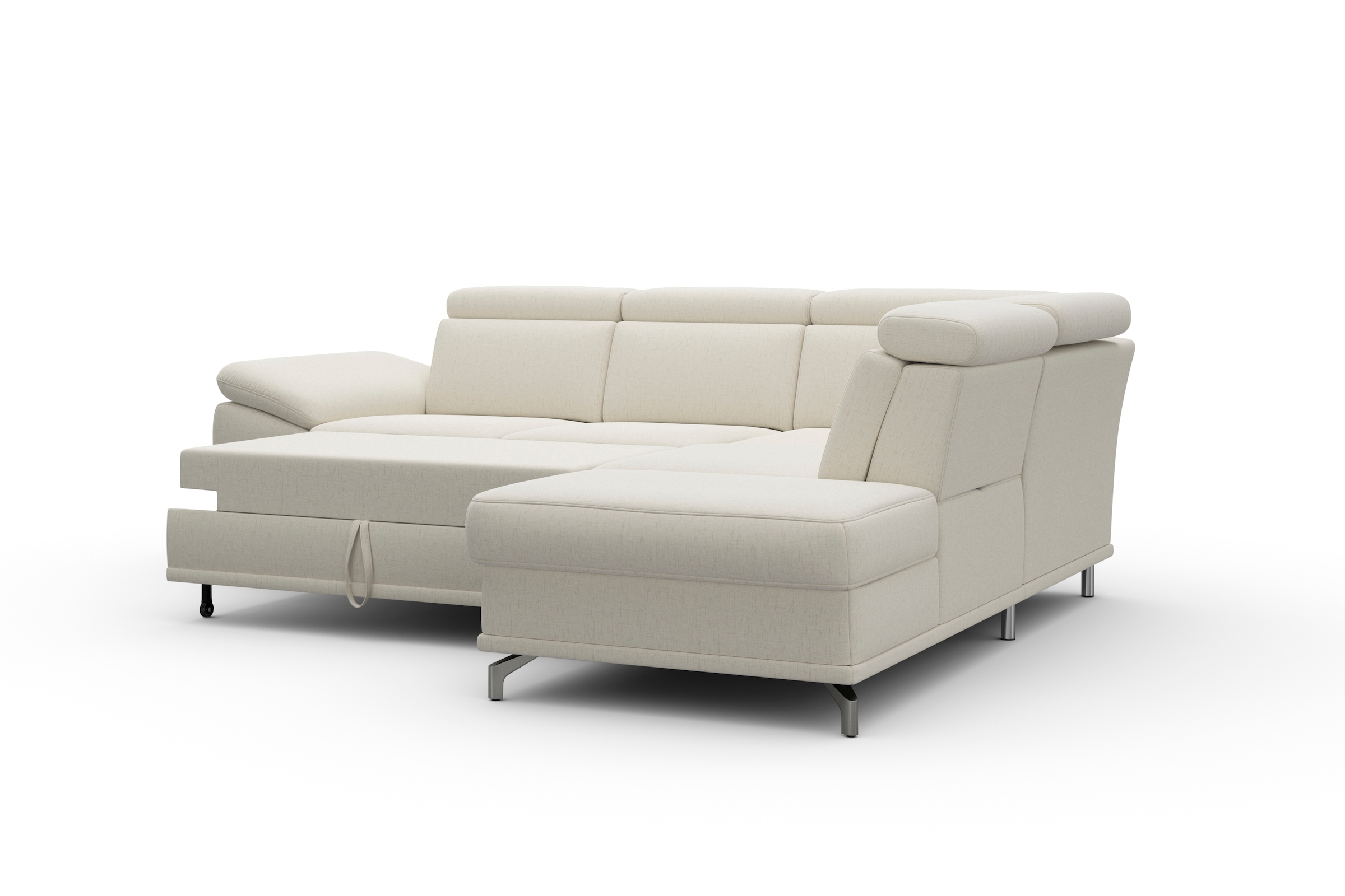 sit&more Ecksofa »Cabrio L-Form, mit Sitztiefenverstellung, Arm- und Kopfteilverstellung«, 3 Nierenkissen, Federkern, optional Bettfunktion und Stauraum