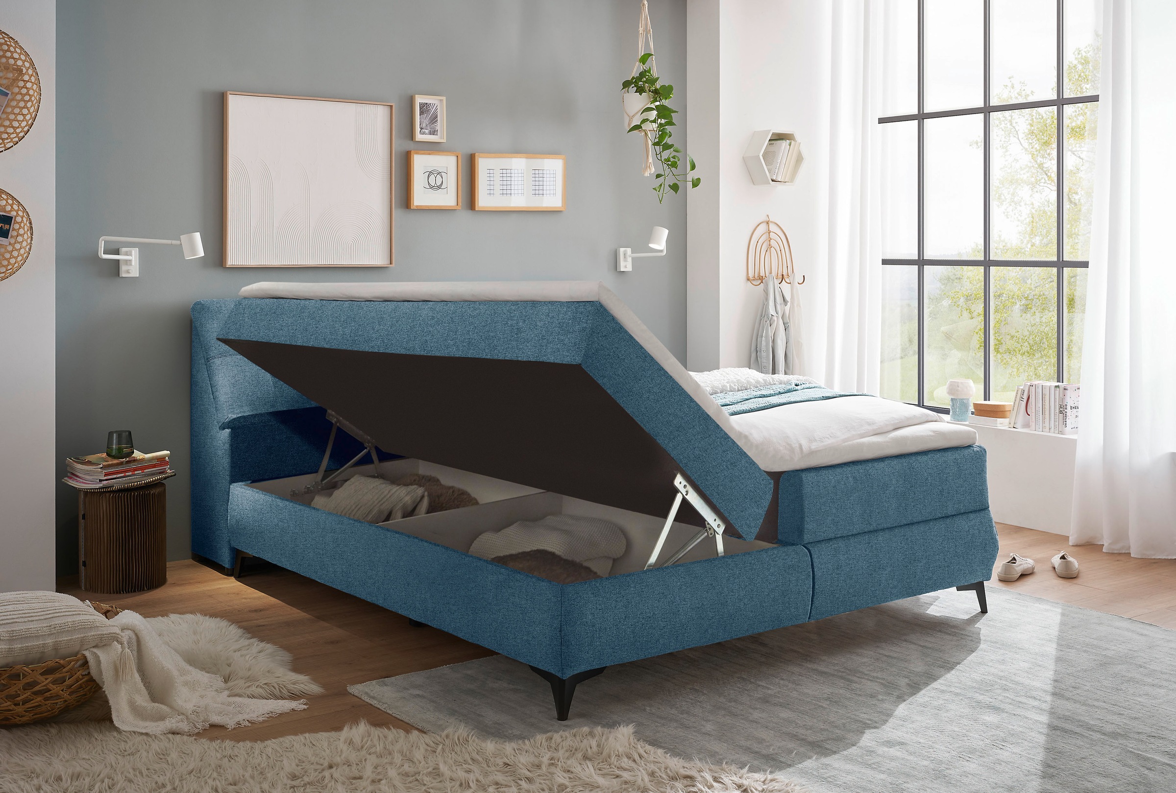 ED EXCITING DESIGN Boxbett »Atlantis« mit Bettkasten und Stauraum im Kopfteil