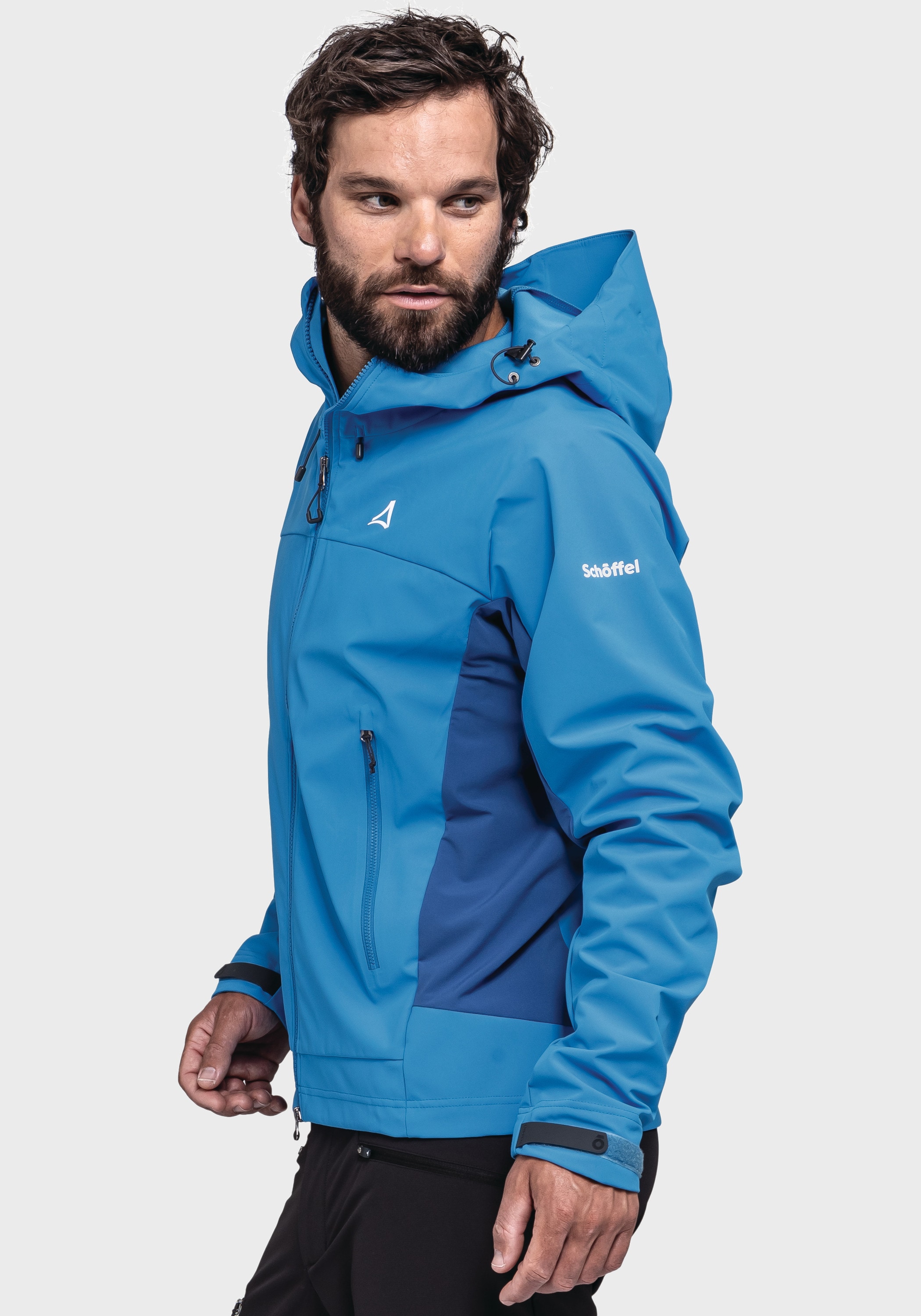 Schöffel Outdoorjacke »Mountain Softshell Jk Style Blaueis MNS«, mit Kapuze