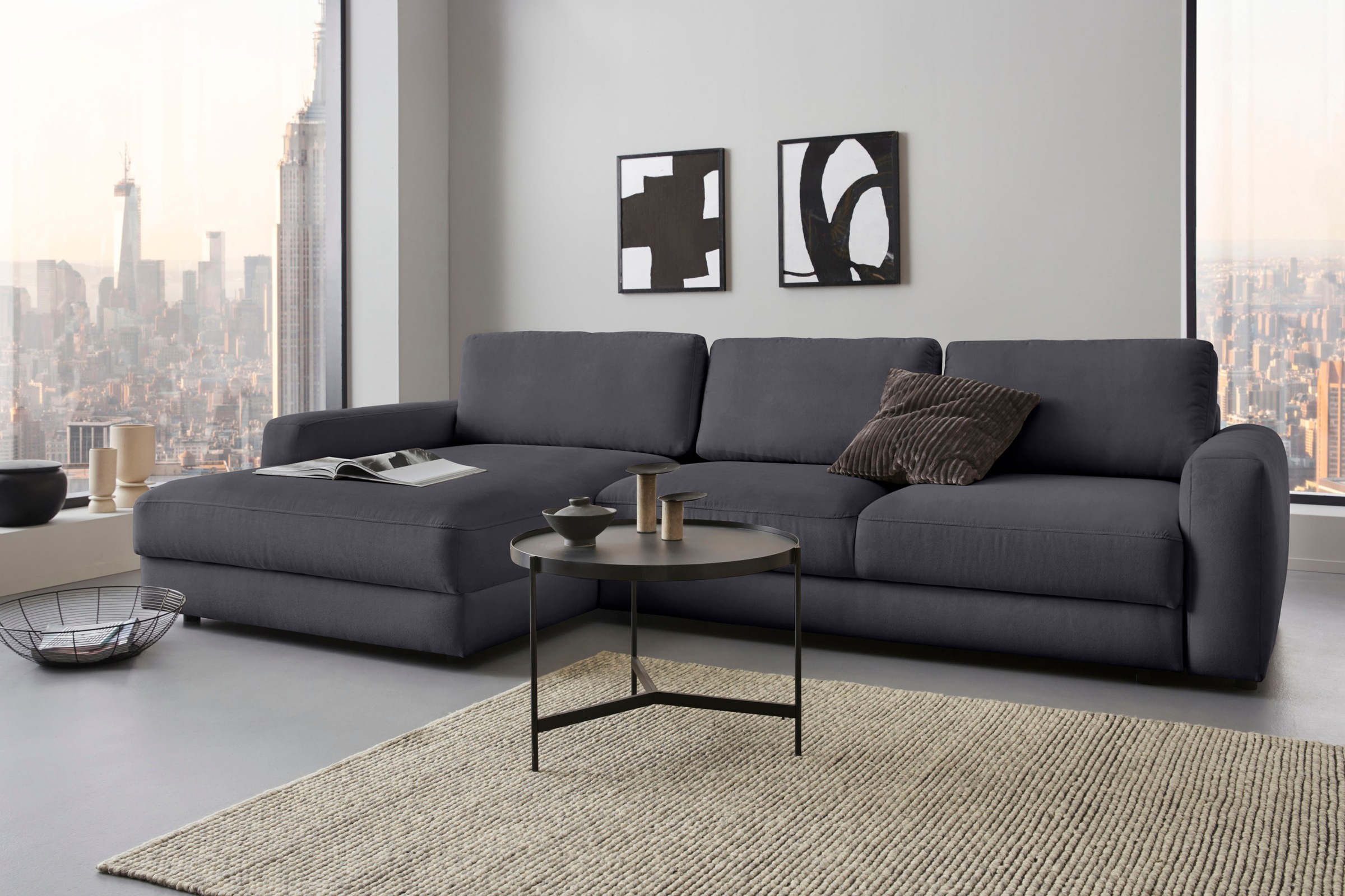 Places of Style Ecksofa »Bloomfield, bequem und elegant, L-Form«, wahlweise mit Bettfunktion und Bettkasten