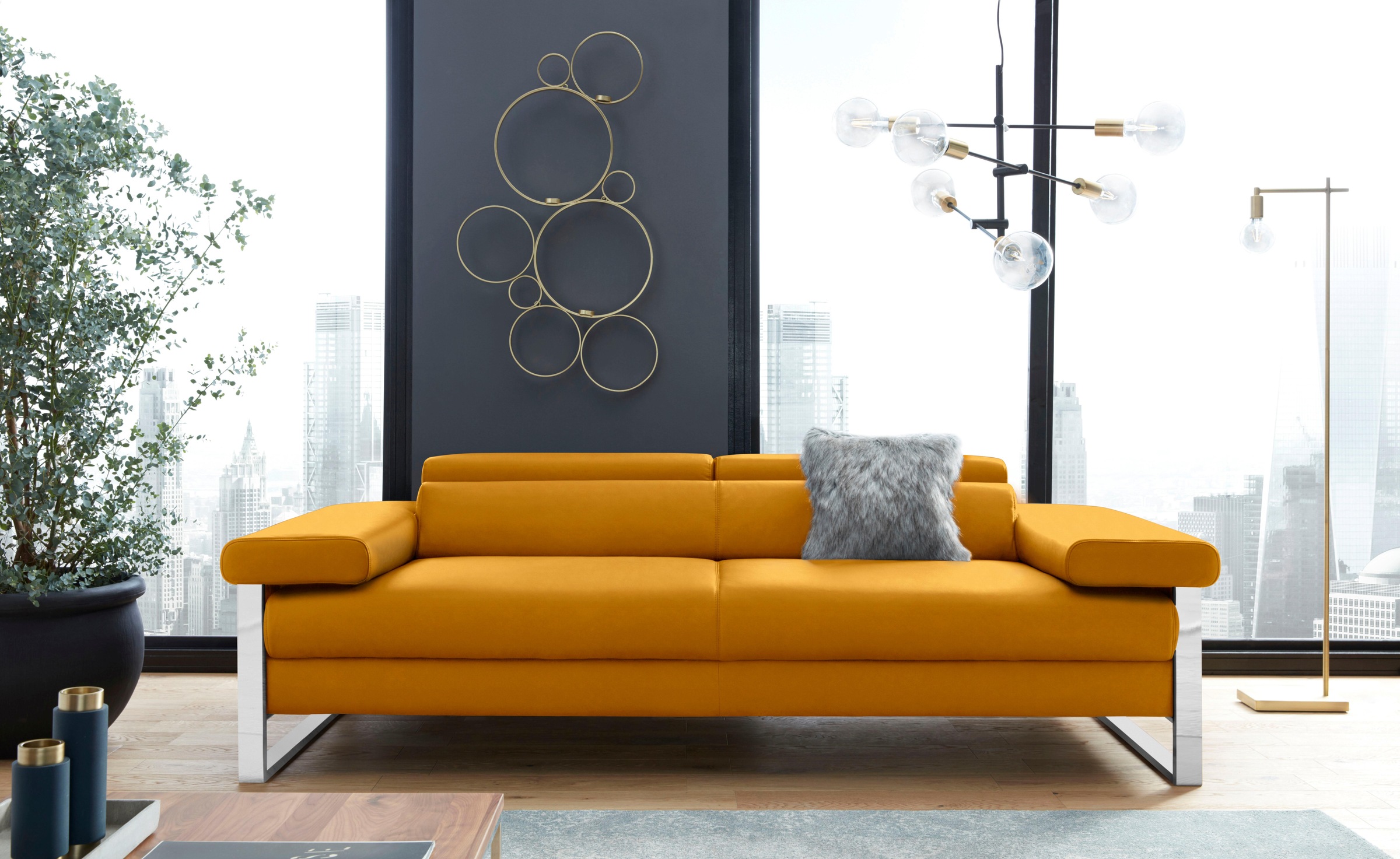 W.SCHILLIG 2-Sitzer »finn«, German Design Award 2016, Fußgestell Chrom glänzend, Breite 230 cm