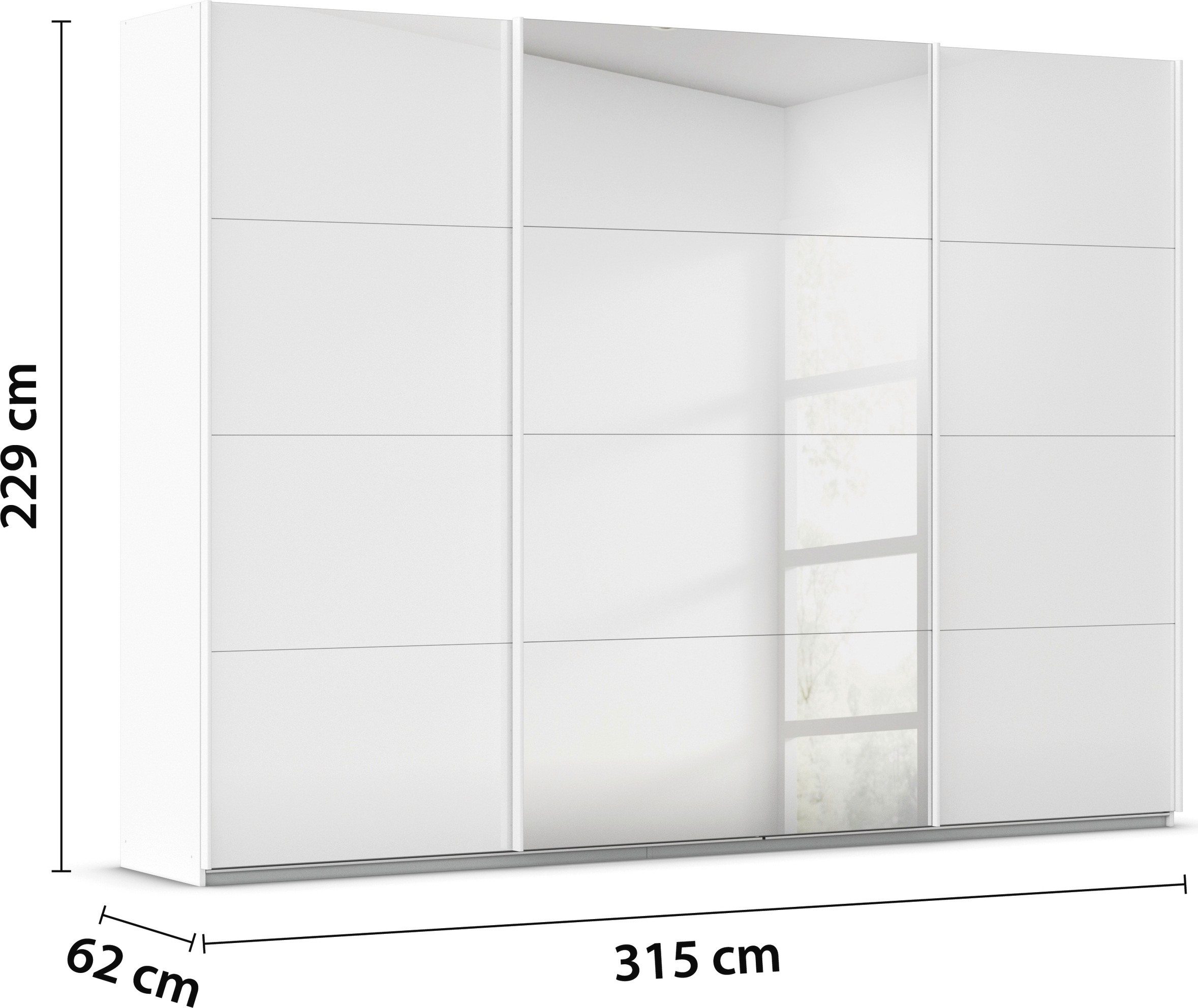rauch Schwebetürenschrank »Kleiderschrank Kleiderschränke Schrank Garderobe AGORDO mit Glasfront«, durchdachte Innenausstattung, in 4 Breiten und 2 Höhen MADE IN GERMANY