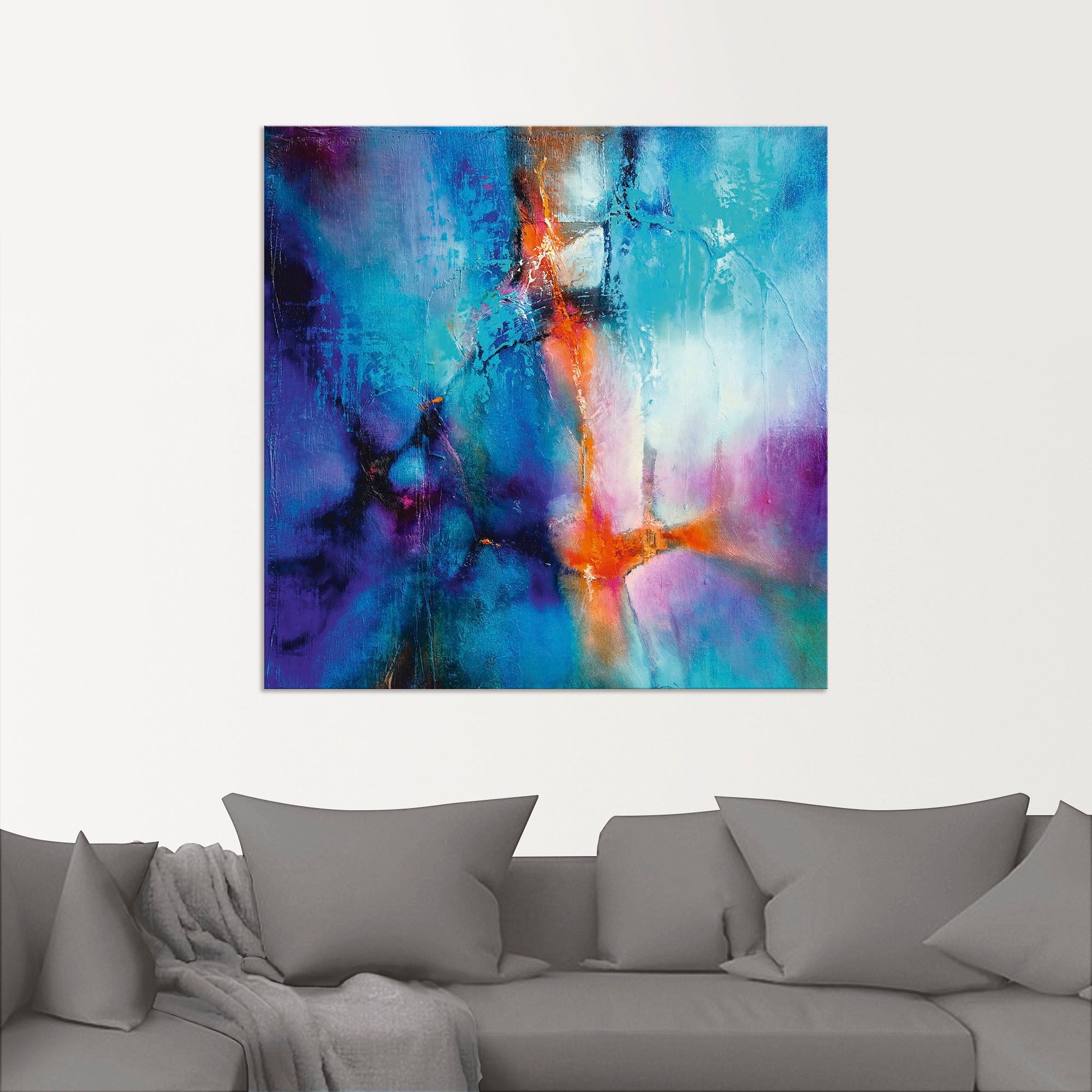 Artland Alu-Dibond-Druck »Türkis und Magenta I« Gegenstandslos 1 Stk. tlg. für Innen- und Außenbereich geeignet, Outdoorbild