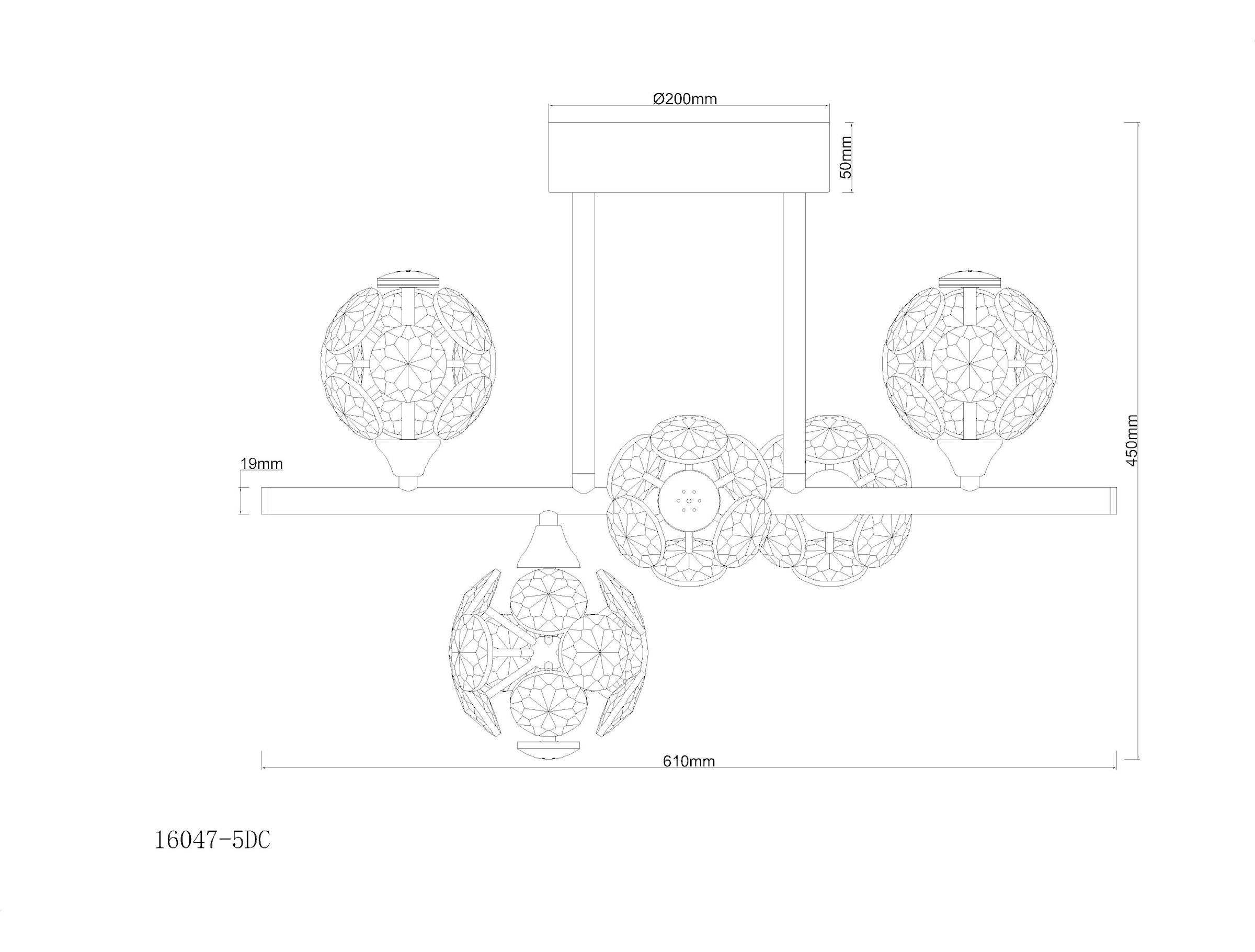 GLOBO LIGHTING LED Deckenleuchte »VIRINA« LED-Modul 1 Stk. Warmweiß Deckenlampe/Kristalle/Wohnzimmer/Essbereich/LxBxH: 610x300x460mm