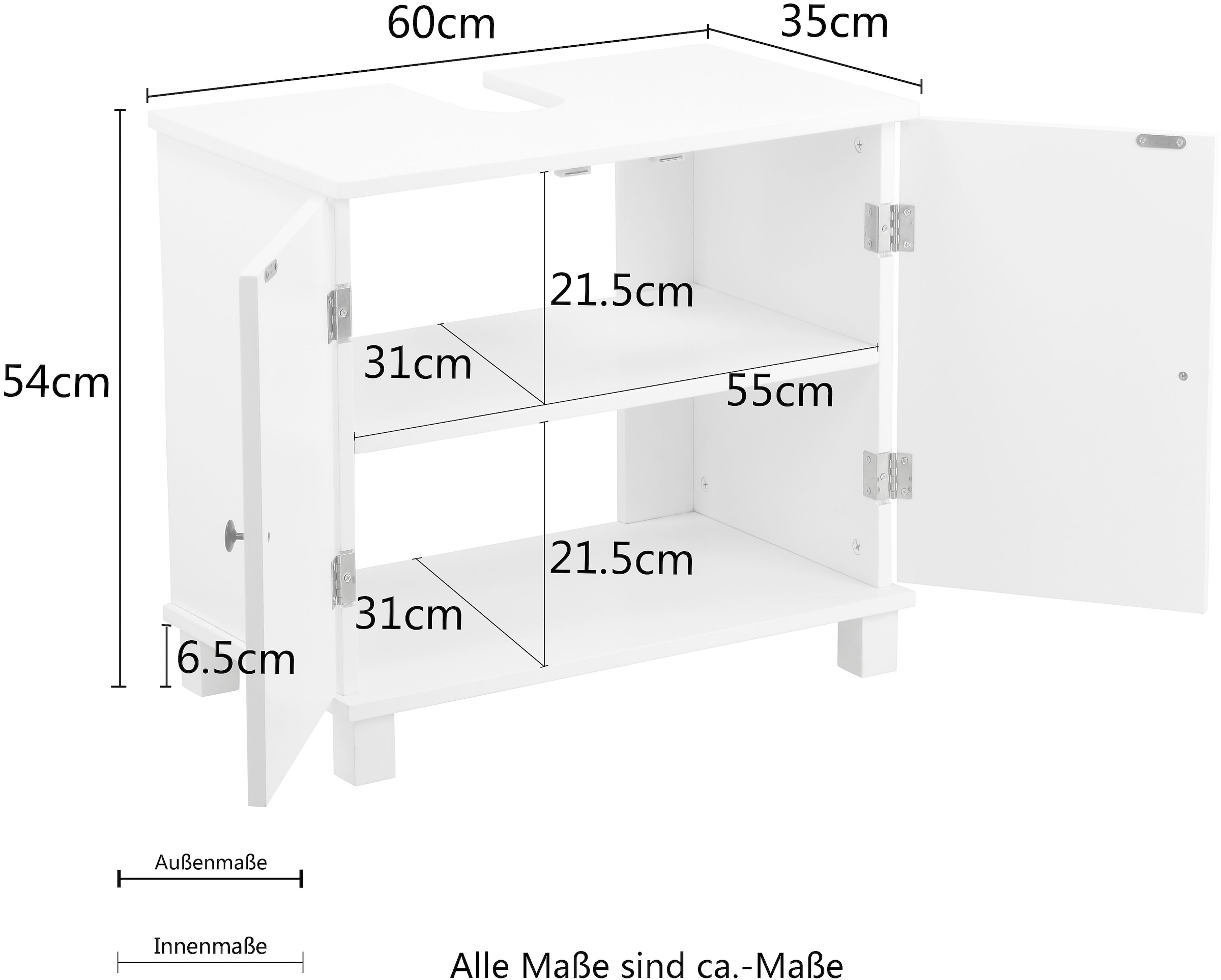 welltime Badmöbel-Set »Lucca Landhaus Komplettset Bad Gästebad WC«, (Komplett-Set, 3 St., 3 teilig), Badezimmer Möbel Set, Waschbeckenunterschrank, Spiegel, Badschrank