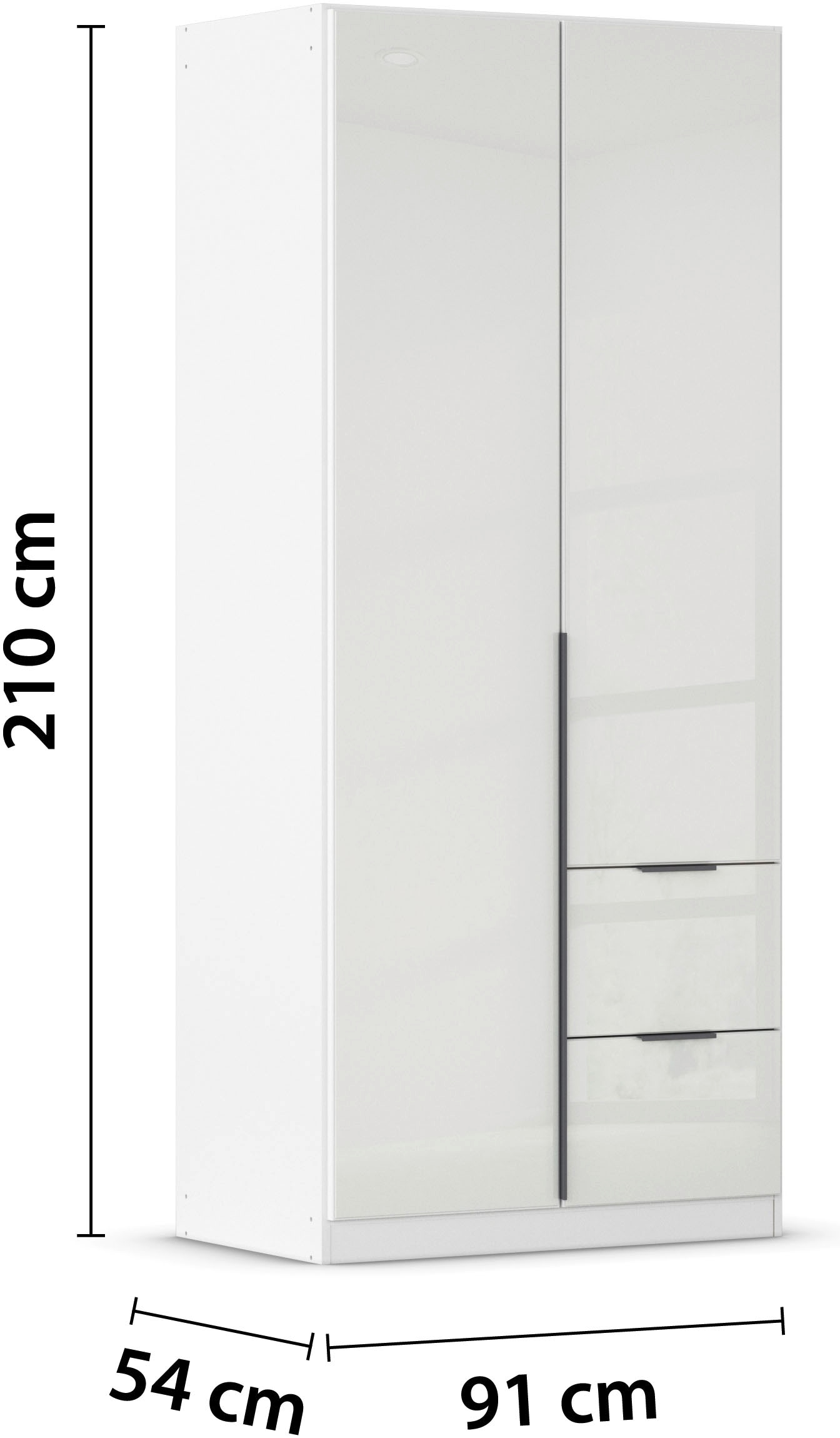 rauch Drehtürenschrank »Kleiderschrank Kleiderschränke Schrank Garderobe AGORDO mit Glasfront«, (in zwei Griff-Farben mit Glasfront), mit Außenschubkästen, in 6 Breiten und 2 Höhen MADE IN GERMANY