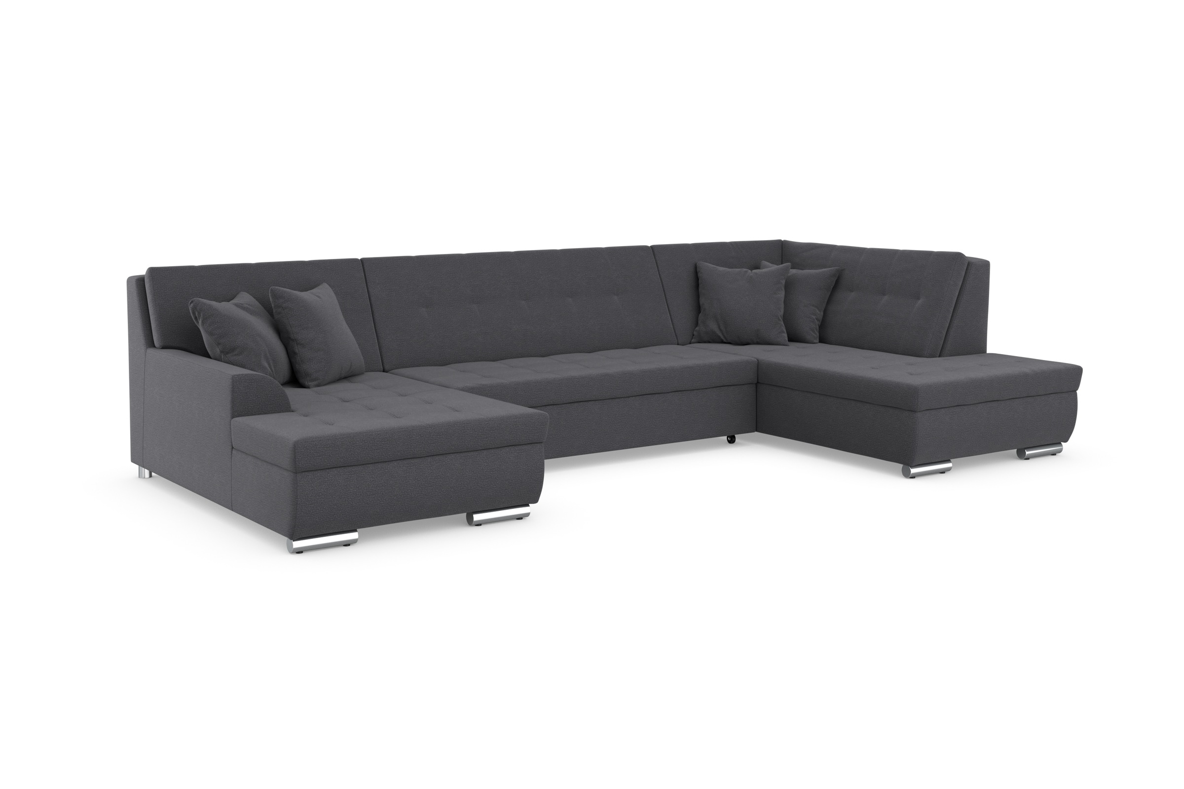 DOMO collection Wohnlandschaft »Treviso incl. Zierkissen, moderne Steppung, XXL: B/T/H: 364/201/83 cm«, wahlweise mit Bettfunktion, in vielen Bezugsarten auch in Cord U-Form