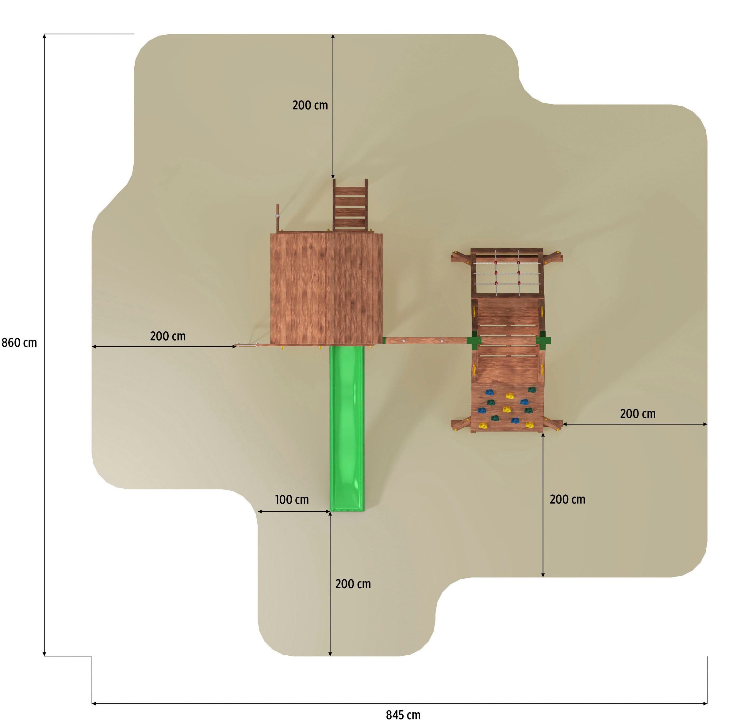 FUNGOO Spielturm »FORTRESS Spider+«, mit Schaukel & Rutsche, Klettererweiterung