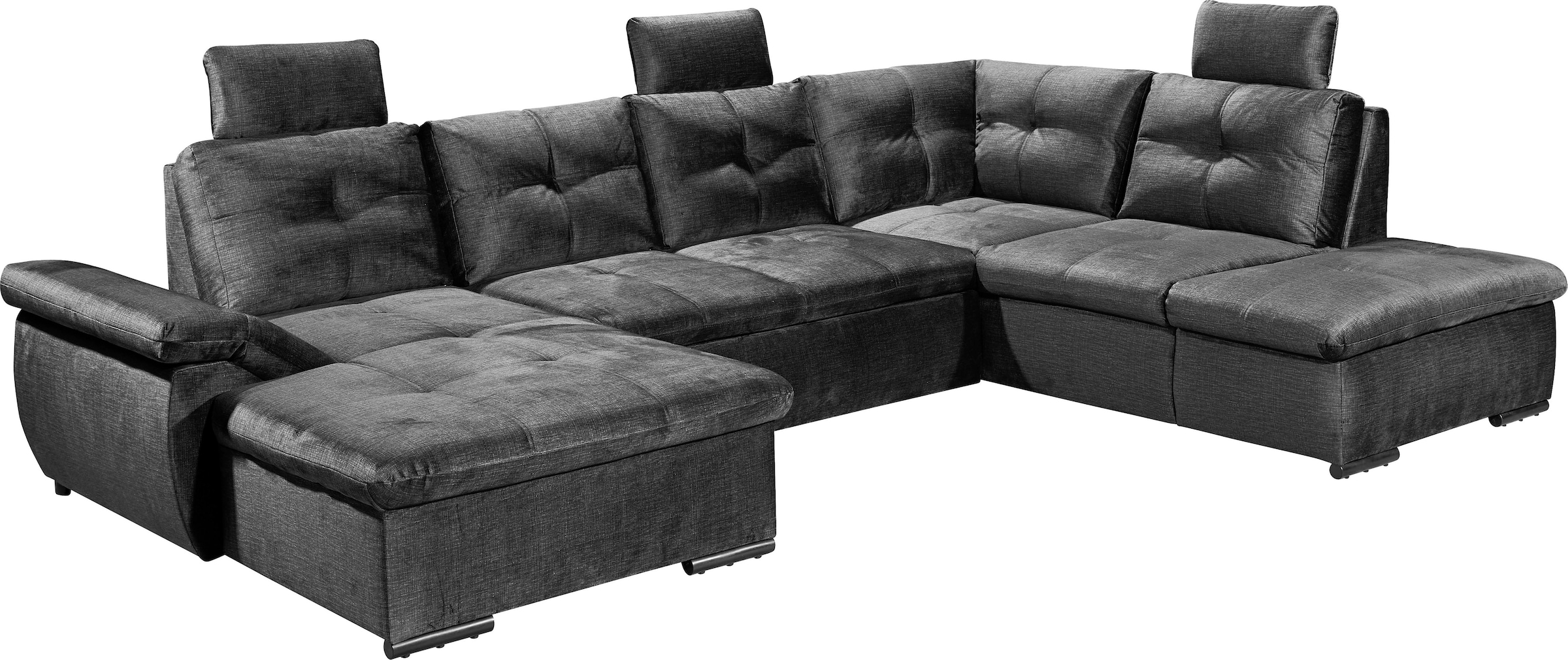 ED EXCITING DESIGN Wohnlandschaft »Alija U-Form«, mit Bettfunktion, Bettkasten, Armteilverstellung & Kopfstützen