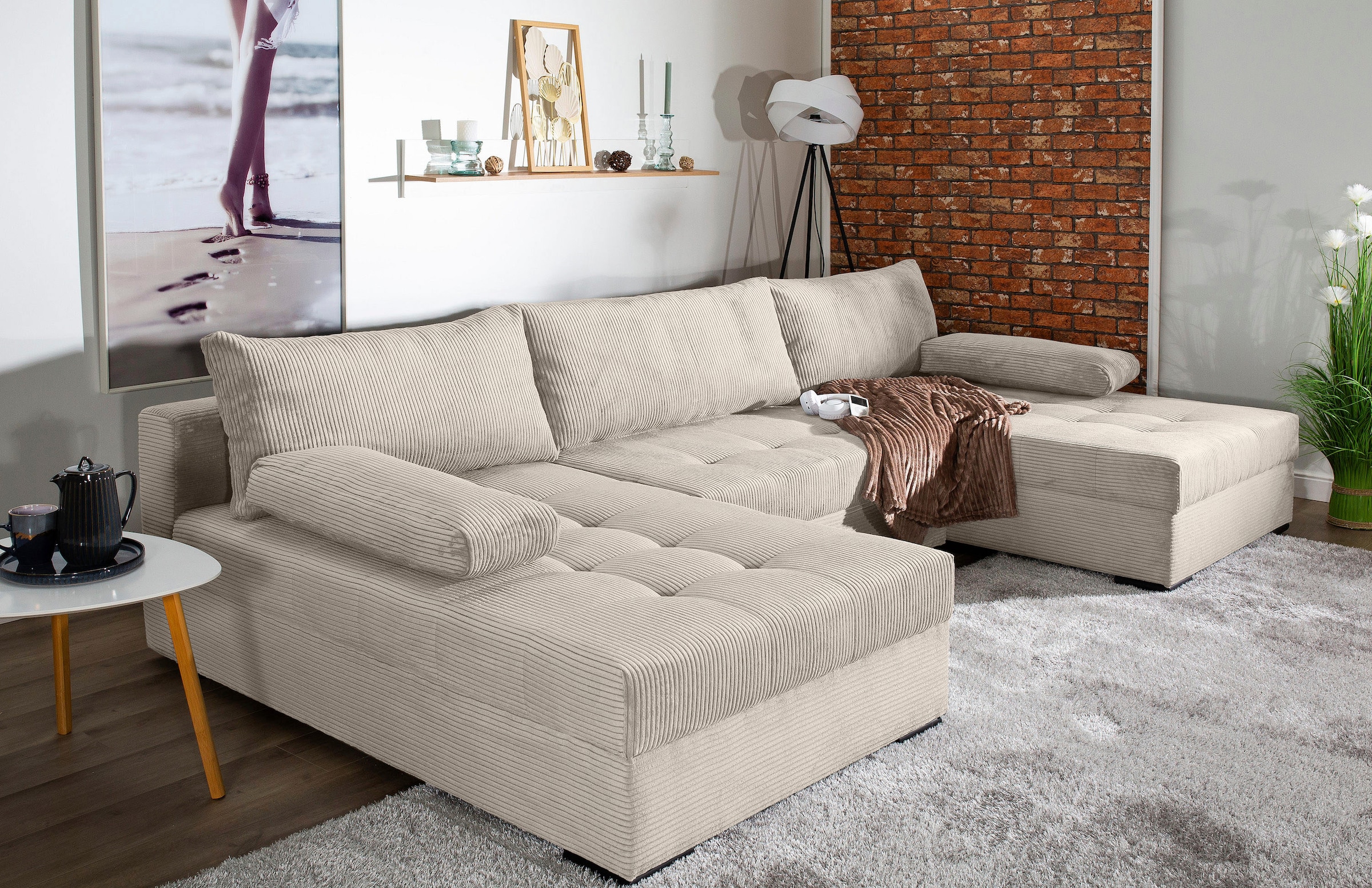 COLLECTION AB Wohnlandschaft »Josy U-Form, B: 307 cm«, mit Bettfunktion & B günstig online kaufen