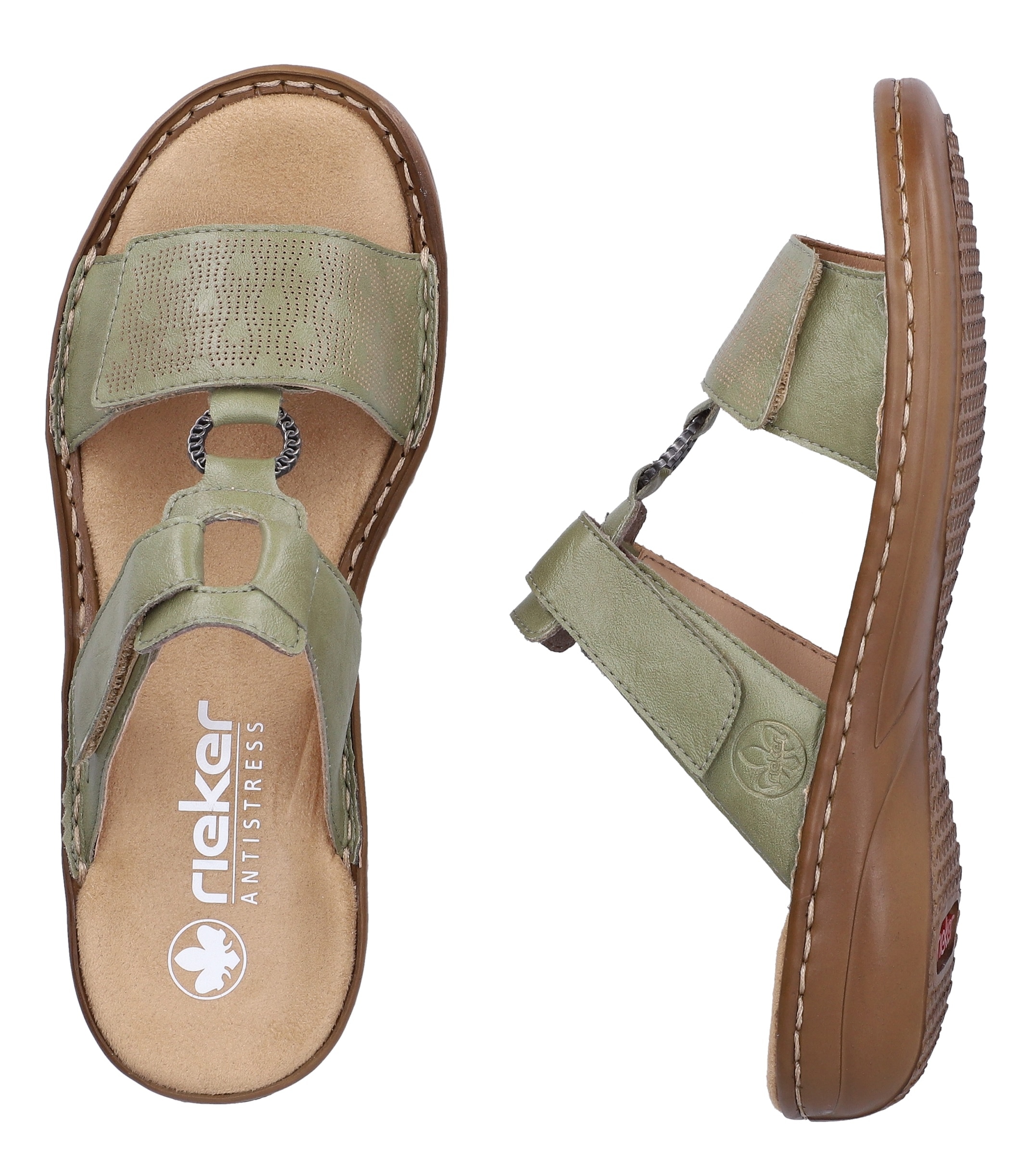 Rieker Pantolette  Sommerschuh, Strandschuh, Klettschuh mit Perforation