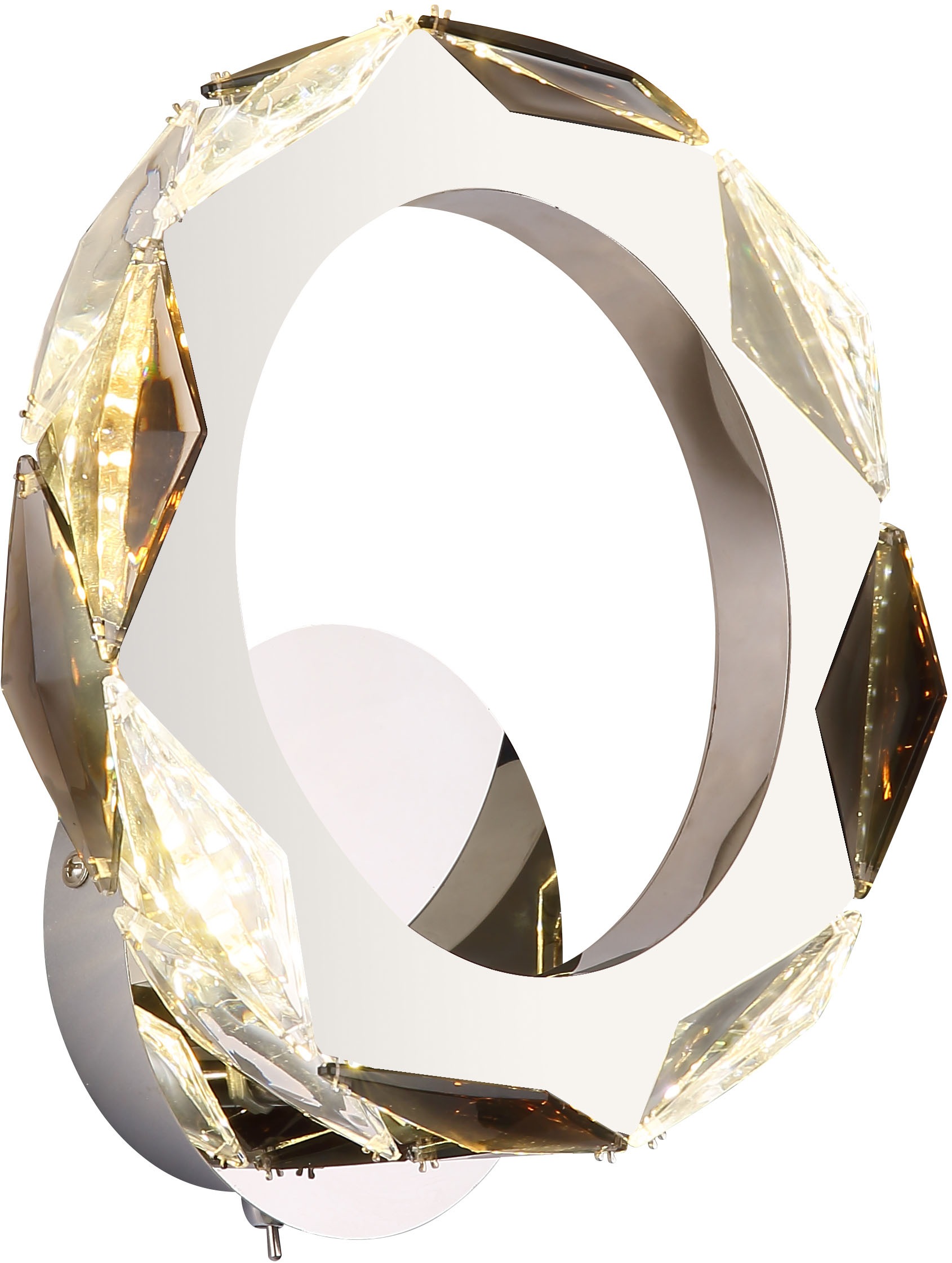 GLOBO LIGHTING LED Wandleuchte »KARILION« LED-Modul Tageslichtweiß Wandlampe/Acrylkristalle rauchfarben/BxH: 240x255mm