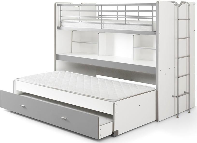 Vipack Hochbett »Bonny, mit 3 Schlafgelegenheiten, super praktisch im Kinderzimmer«, (B/H/T ca. 222x161x102cm, Dekor Oberfläche, in verschieden Farben), mit großer Schreibplatte, Regalfächern, viel Funktion auf kleinem Raum