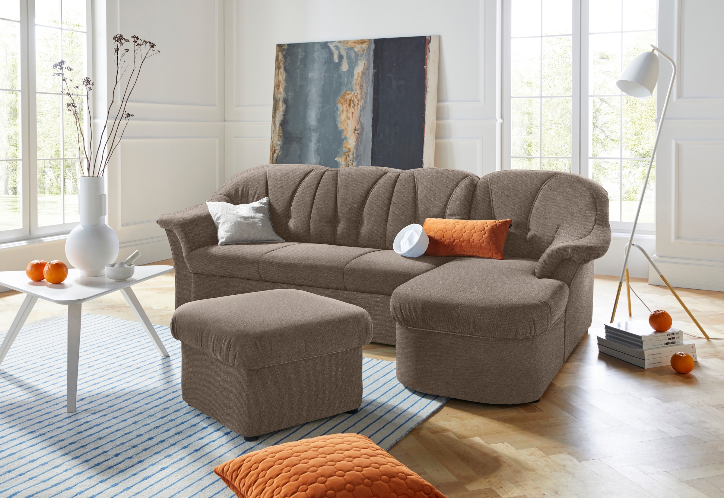 DOMO collection Ecksofa »Pegnitz, elegante Rückensteppung, komfortabel, Bre günstig online kaufen