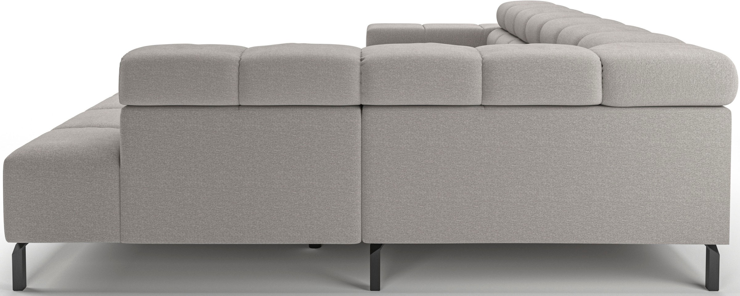 INOSIGN Ecksofa »Ancona New, wahlweise motorische Sitztiefenverstellung, auch in Cord«, feine Steppung, mit Kopfteilverstellung, 3 Zierkissen, L-Form