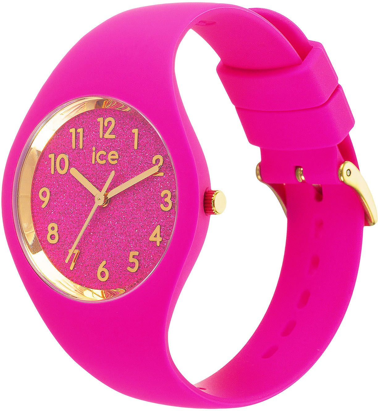 ice-watch Quarzuhr »ICE glitter - S34 - 3H«, Armbanduhr, Damenuhr, Silikonarmband, bis 10 bar wasserdicht