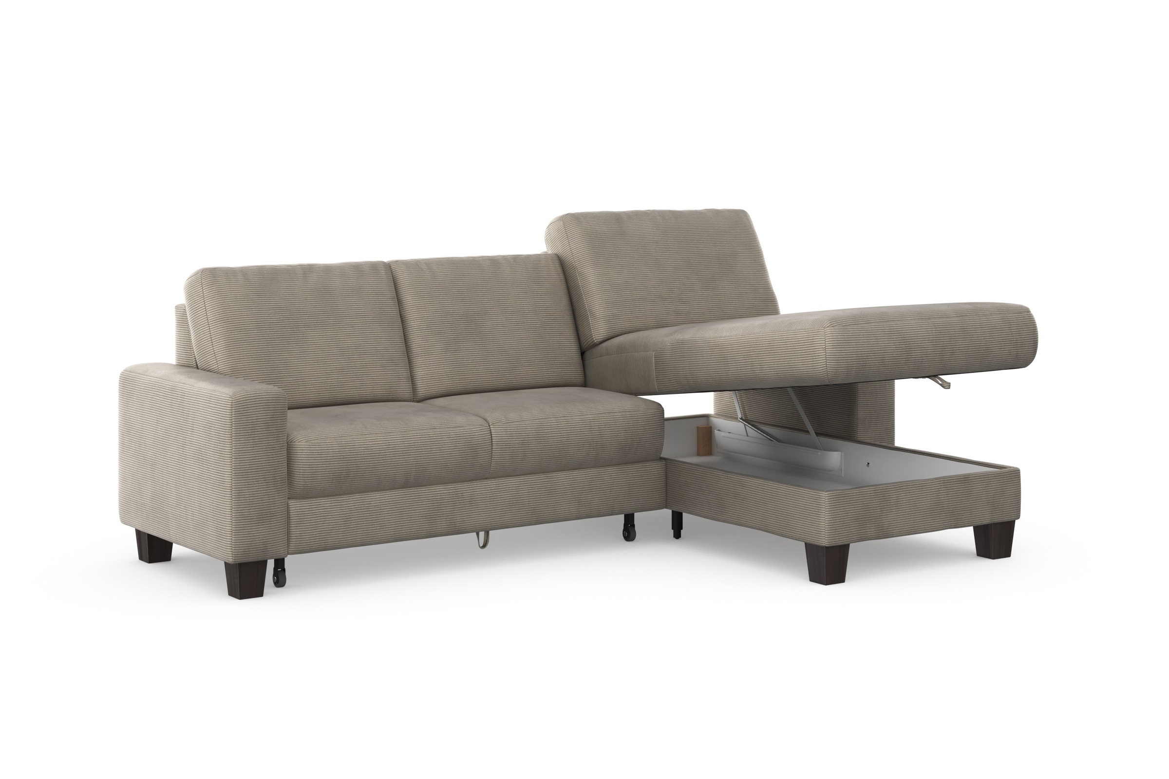 Home affaire Ecksofa »Summer L-Form«, mit Recamiere, mit oder ohne Bettfunktion und Bettkasten, Cord-Bezug