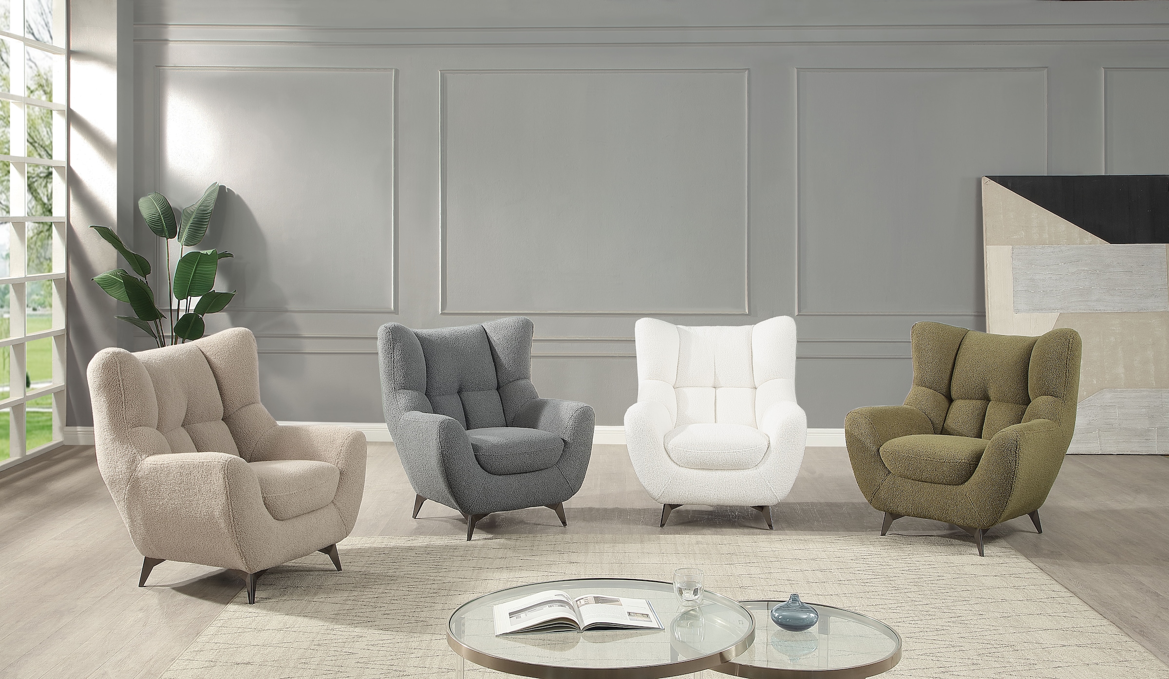 ATLANTIC home collection Sessel »Shawn«, mit Federkern, trendy Bezug mit Te günstig online kaufen