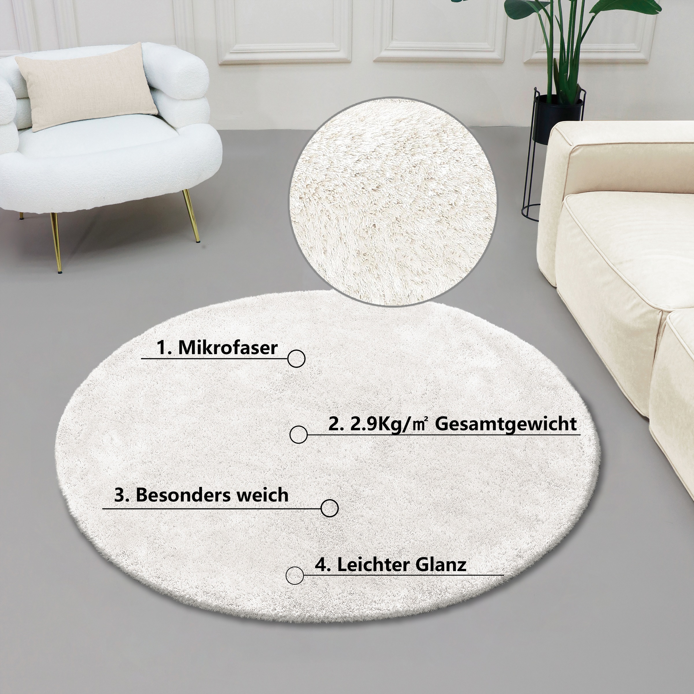 Bruno Banani Hochflor-Teppich "Dana Teppich, Kundenliebling" rund 30 mm Höh günstig online kaufen