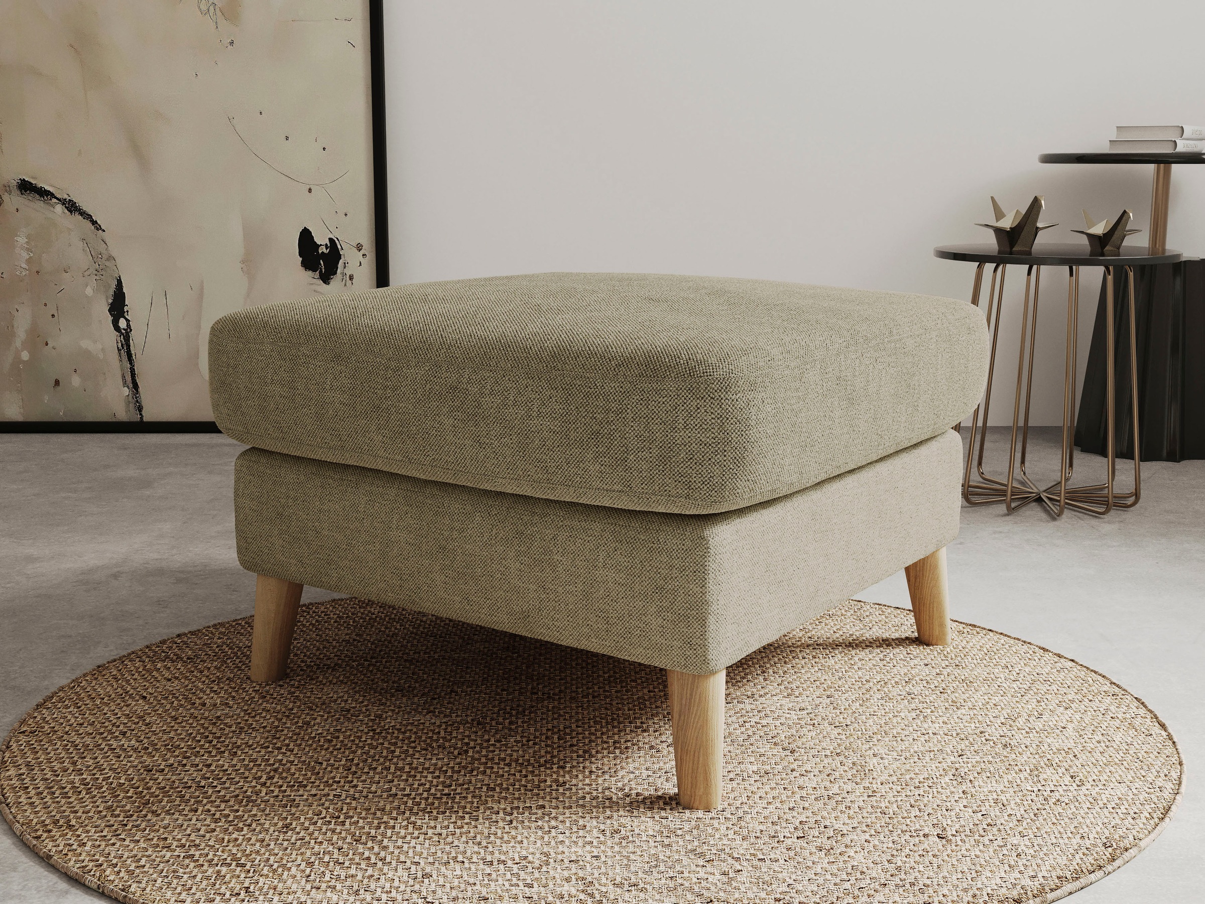 Home affaire Polsterhocker »MARSEILLE« Massivholzbeine Eiche, Landhausstil, günstig online kaufen