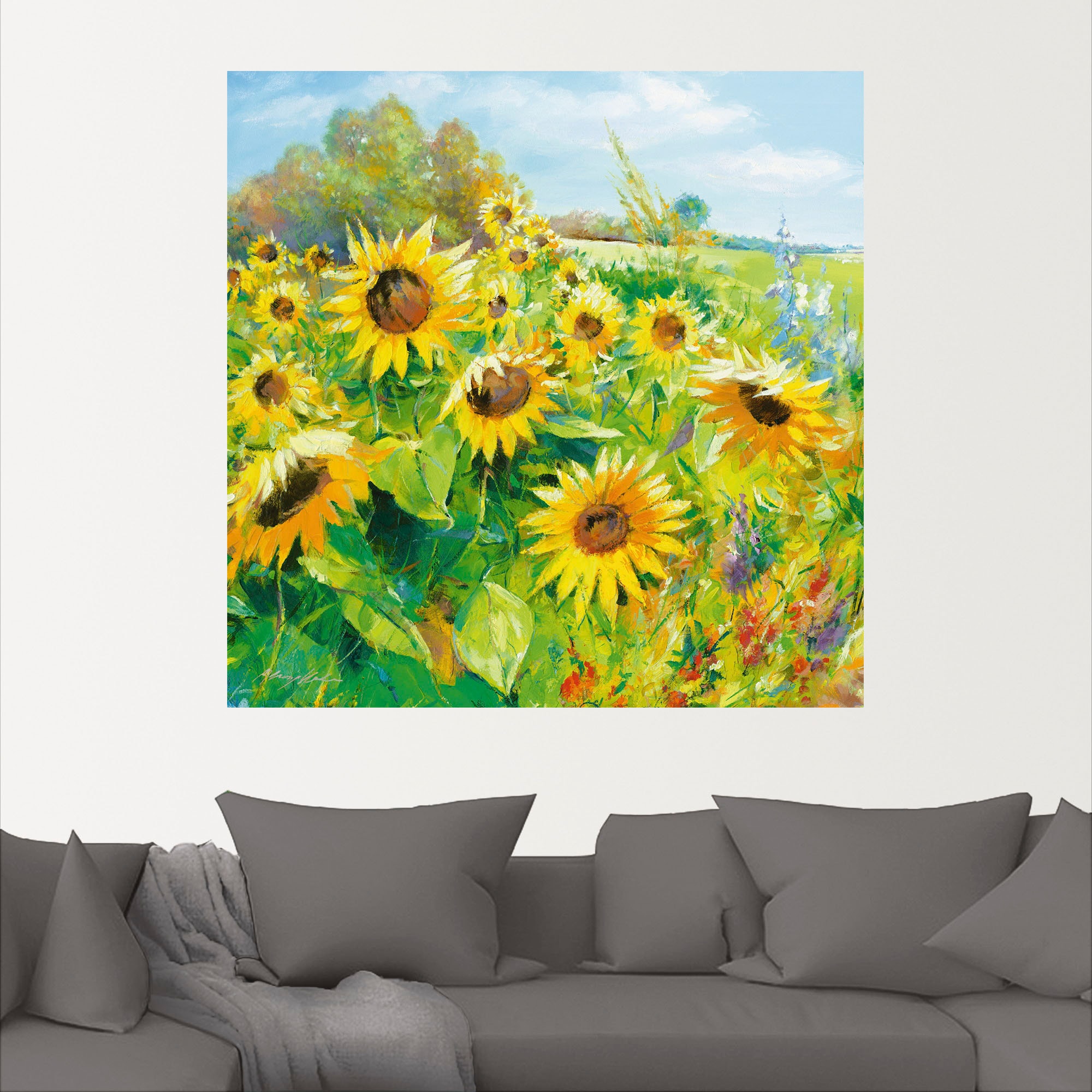 Artland Wandbild »Sommerwiese mit Sonnenblumen«, Blumenwiese, (1 St.), als Alubild, Outdoorbild, Leinwandbild, Poster, Wandaufkleber