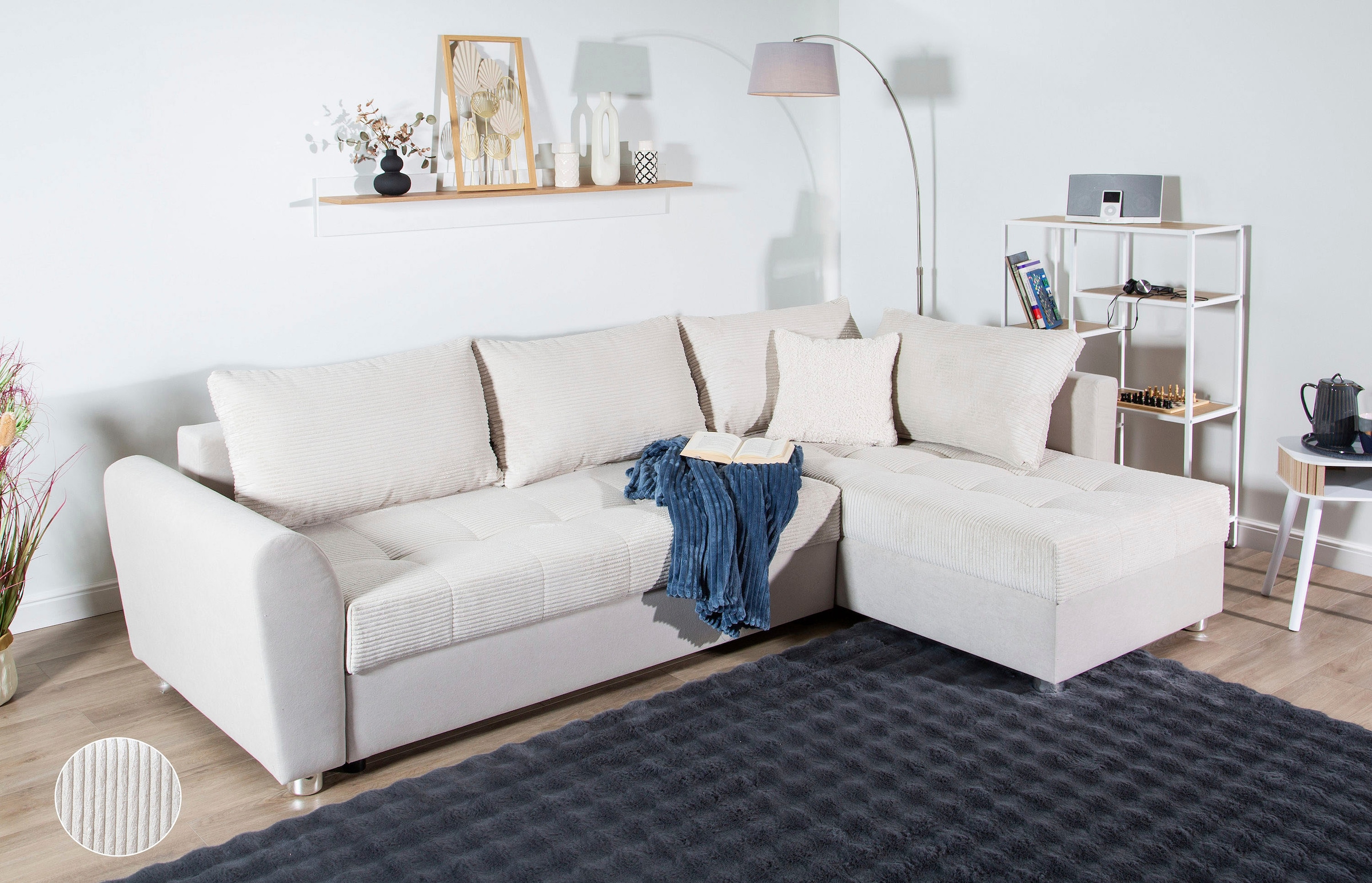 COLLECTION AB Ecksofa, Ecksofa,Bettfunktion,Bettkasten,Bonnelfederkern, Rückenkissen