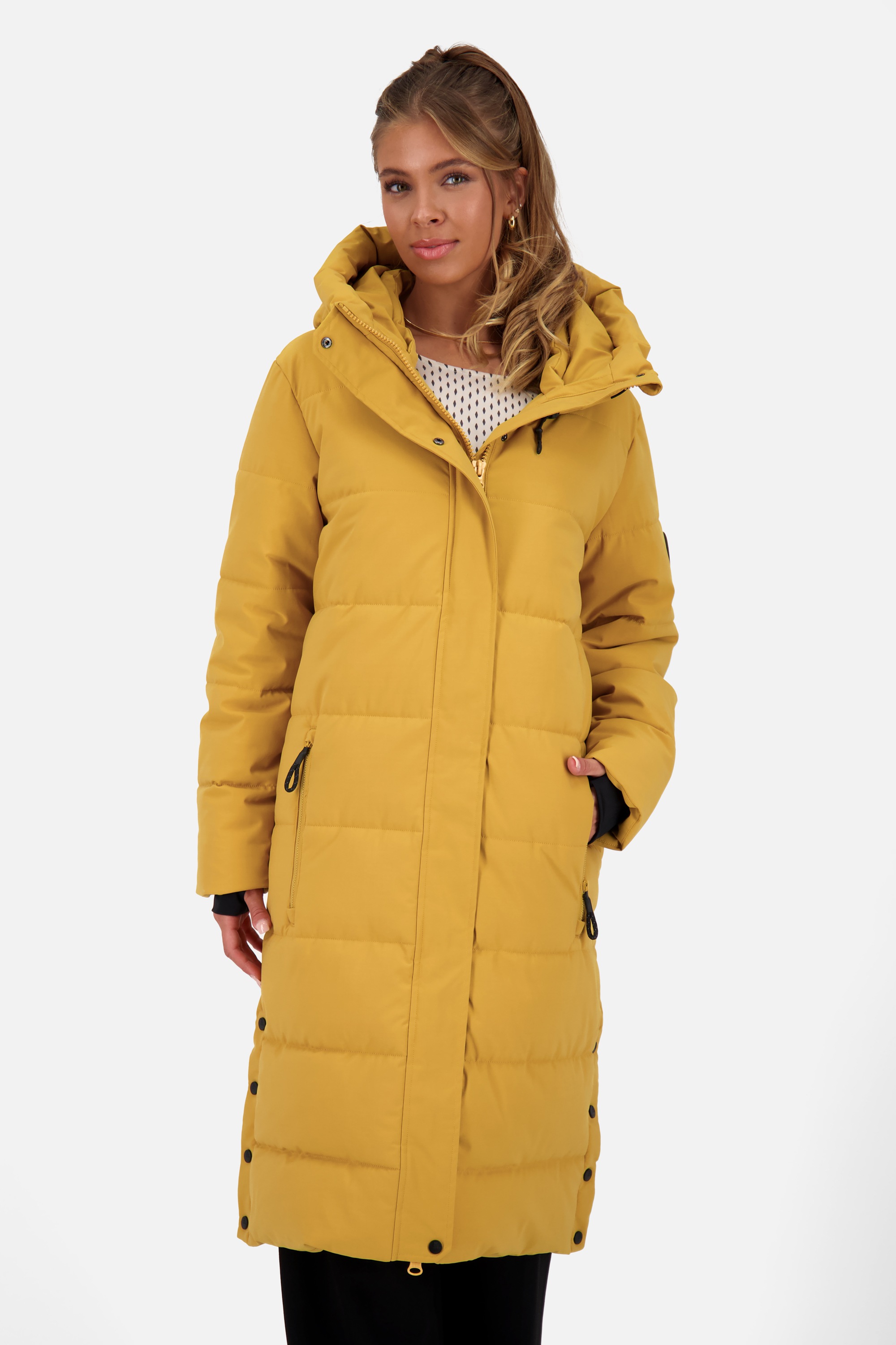 Alife & Kickin Steppjacke »Damen KatiaAK A«, mit Kapuze, Langer Wintermantel mit großer Kapuze und regulierbarer Beinfreiheit