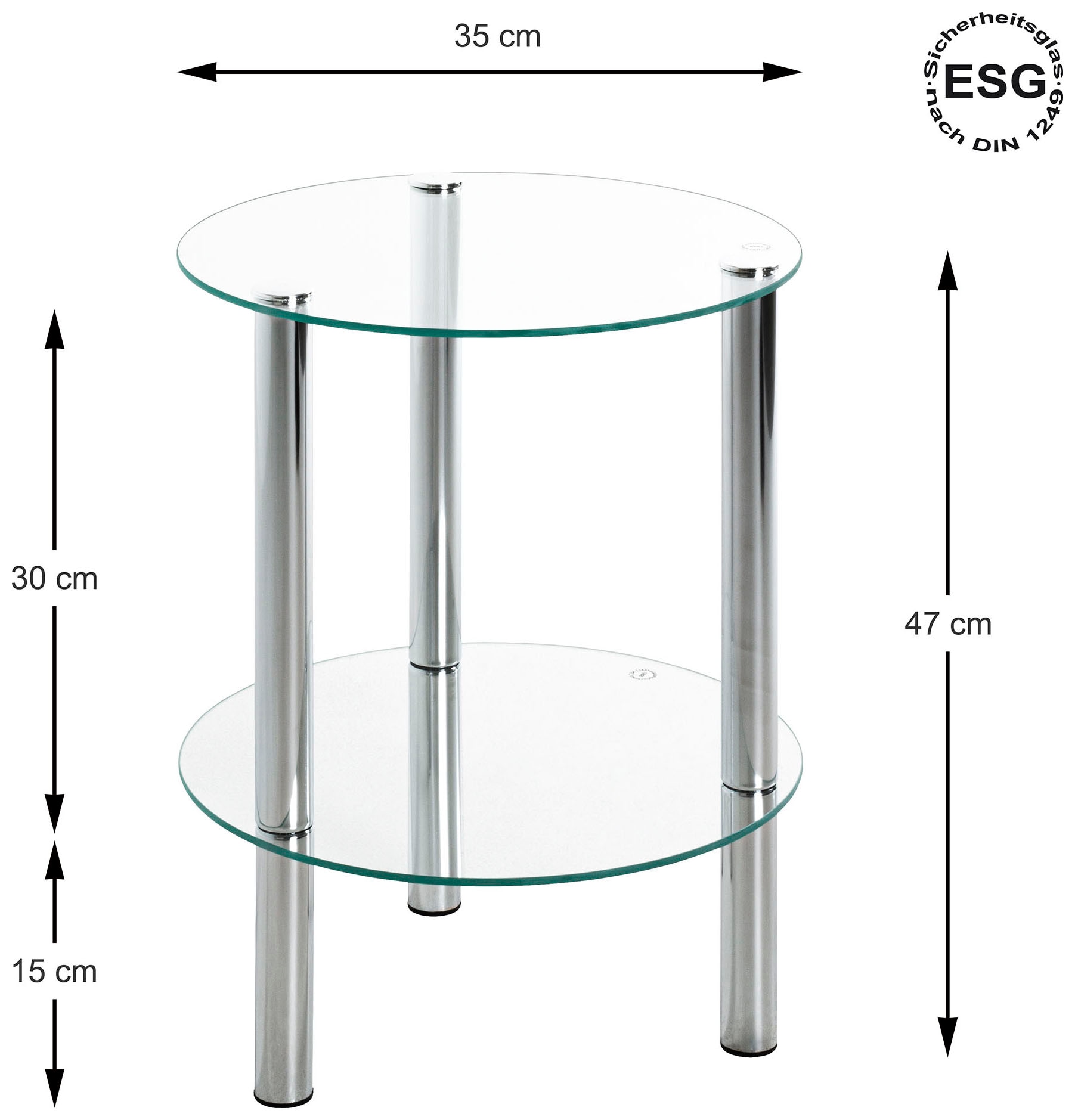 HAKU Beistelltisch »Sofatisch, Wohnzimmertisch« 1 Stk. tlg. rund - aus Metall Silber - Ø/H 35/47 cm