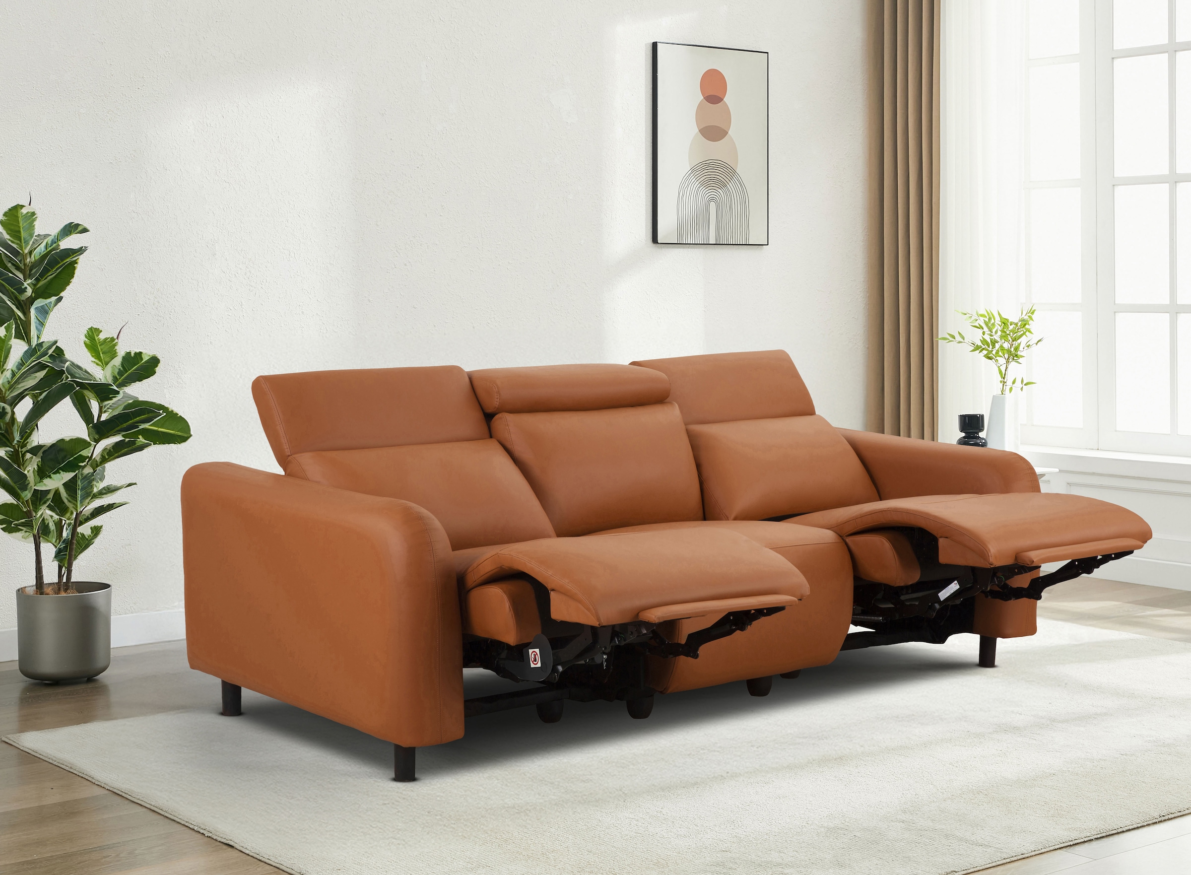 Home affaire 3-Sitzer »SKAANE Kunstleder, 229 cm, manuelle-u. elektrische Relaxfunktion«, Relax-Funktion in 2 Sitzen, Kopfteilverstellung, Federkernpolsterung