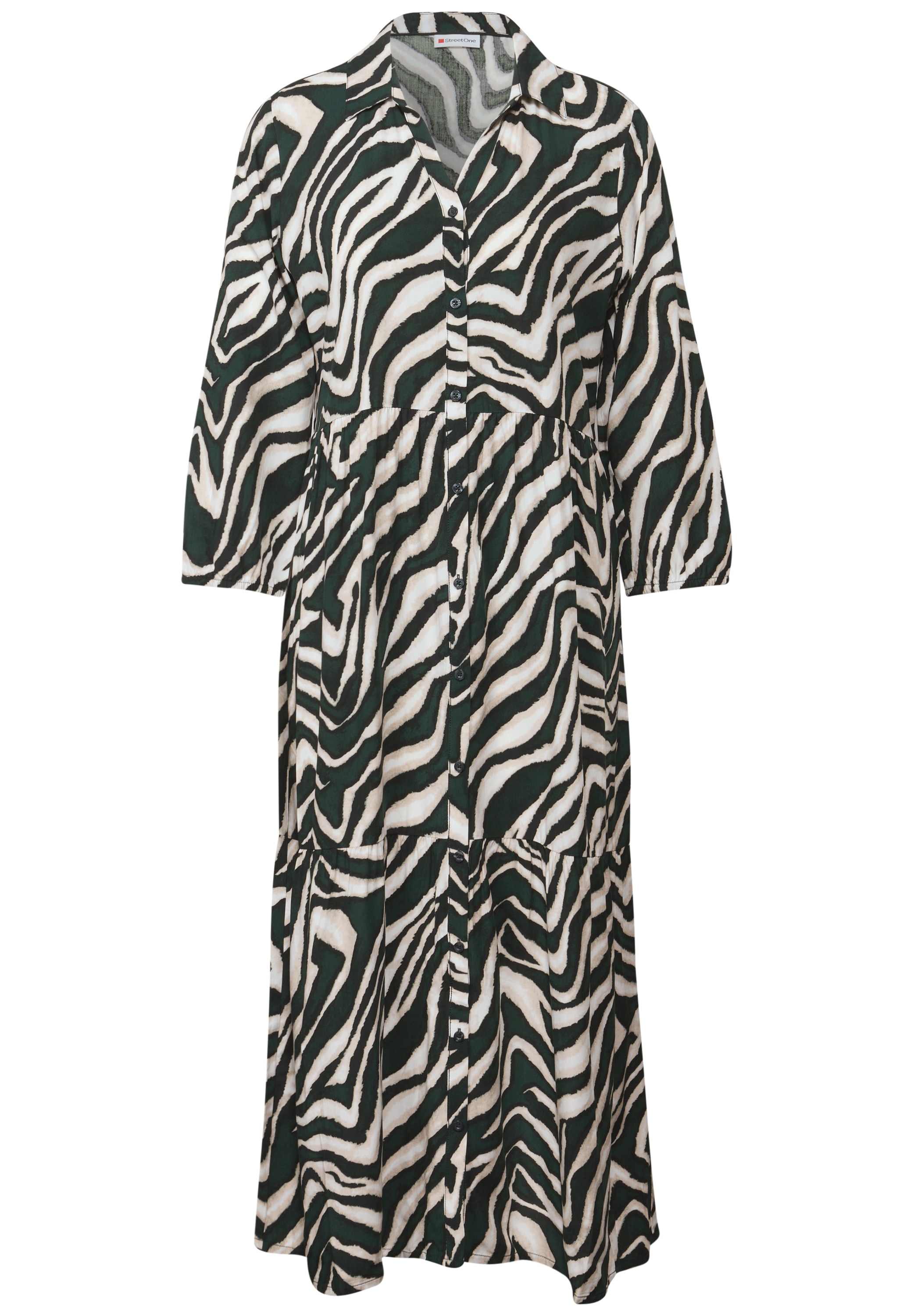STREET ONE Volantkleid, 3/4-Arm und gemustert