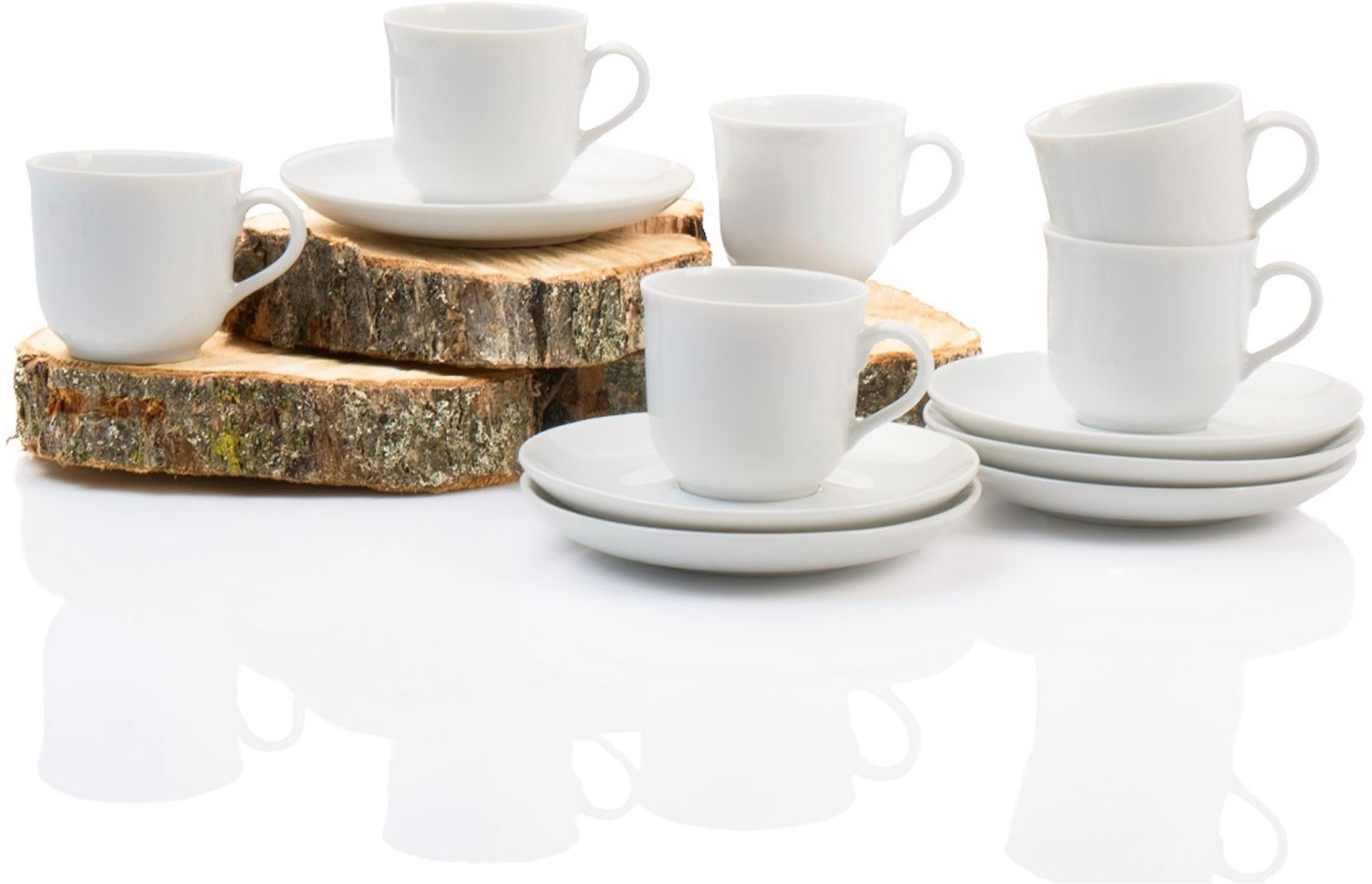 Retsch Arzberg Espressotasse »Bianca«, (Set, 12 tlg.), 6 Tassen, 6 Untertassen