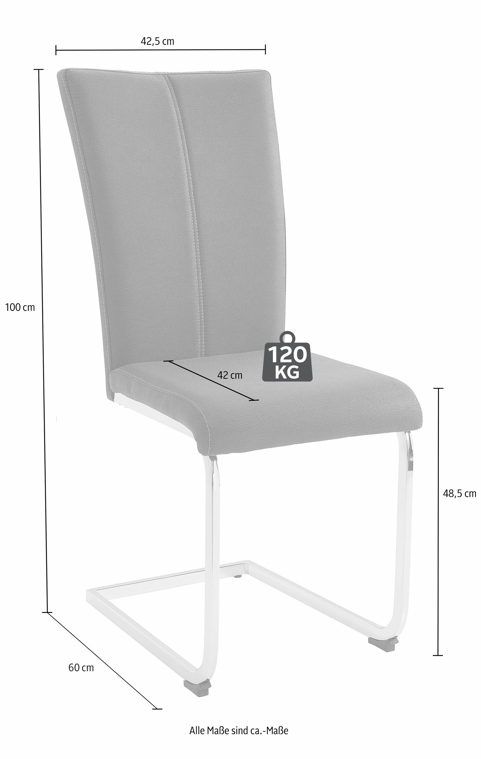 Home affaire Freischwinger »Nils«, (Set), 2 St., Luxus-Microfaser Lederoptik, Stuhl belastbar bis 120 Kg, Gestell Metall im Chrom-Look oder Schwarz