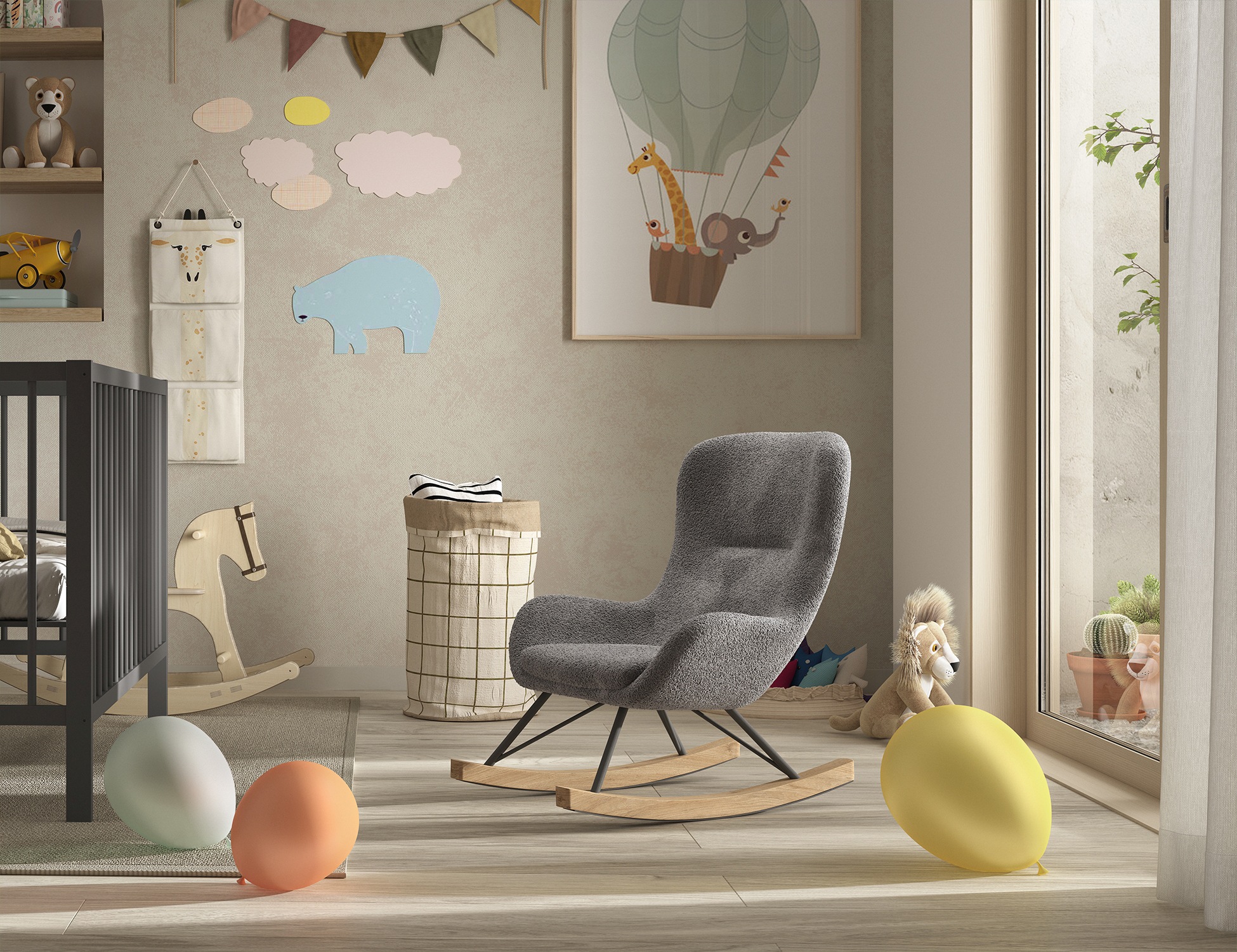 Vipack Schaukelstuhl »Rocky, in flauschigem Bouclé Stoff, Kufen aus massive günstig online kaufen