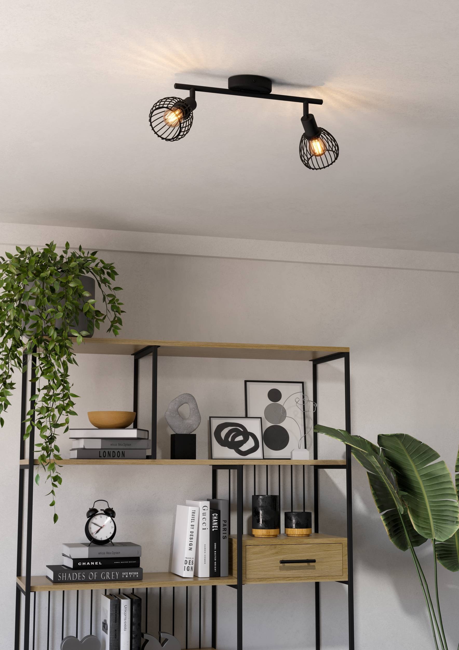 EGLO Deckenleuchte »Sonnino Deckenlampe 2-fach, schwenkbare Spots, Metall, Deckenspot, E14« E14 1 Stk. Spot - L36,5 x B10 x H18,5 cm - schwarz - 2X40W exkl.