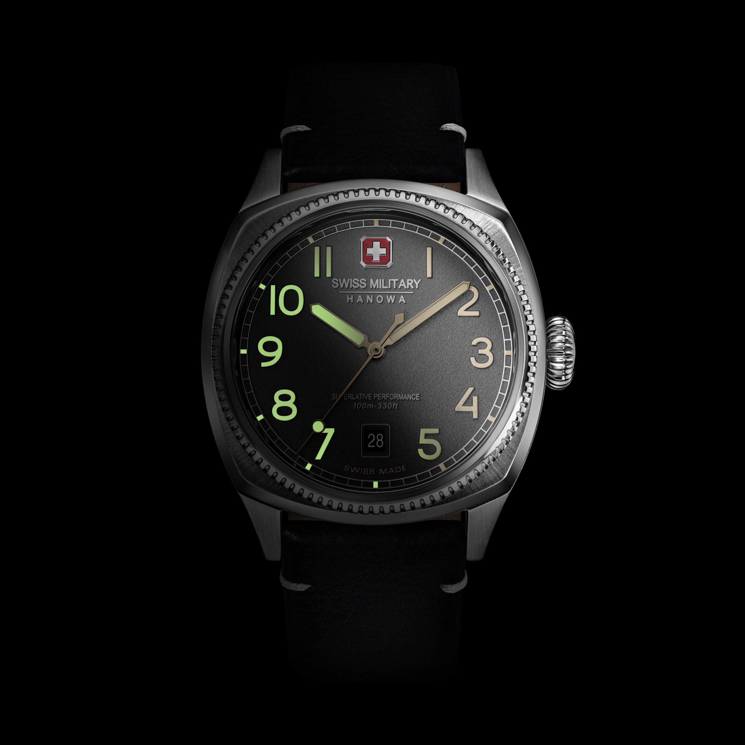 Swiss Military Hanowa Quarzuhr »Condor« Armbanduhr, Herrenuhr, Swiss Made, Lederarmband, analog, Tag