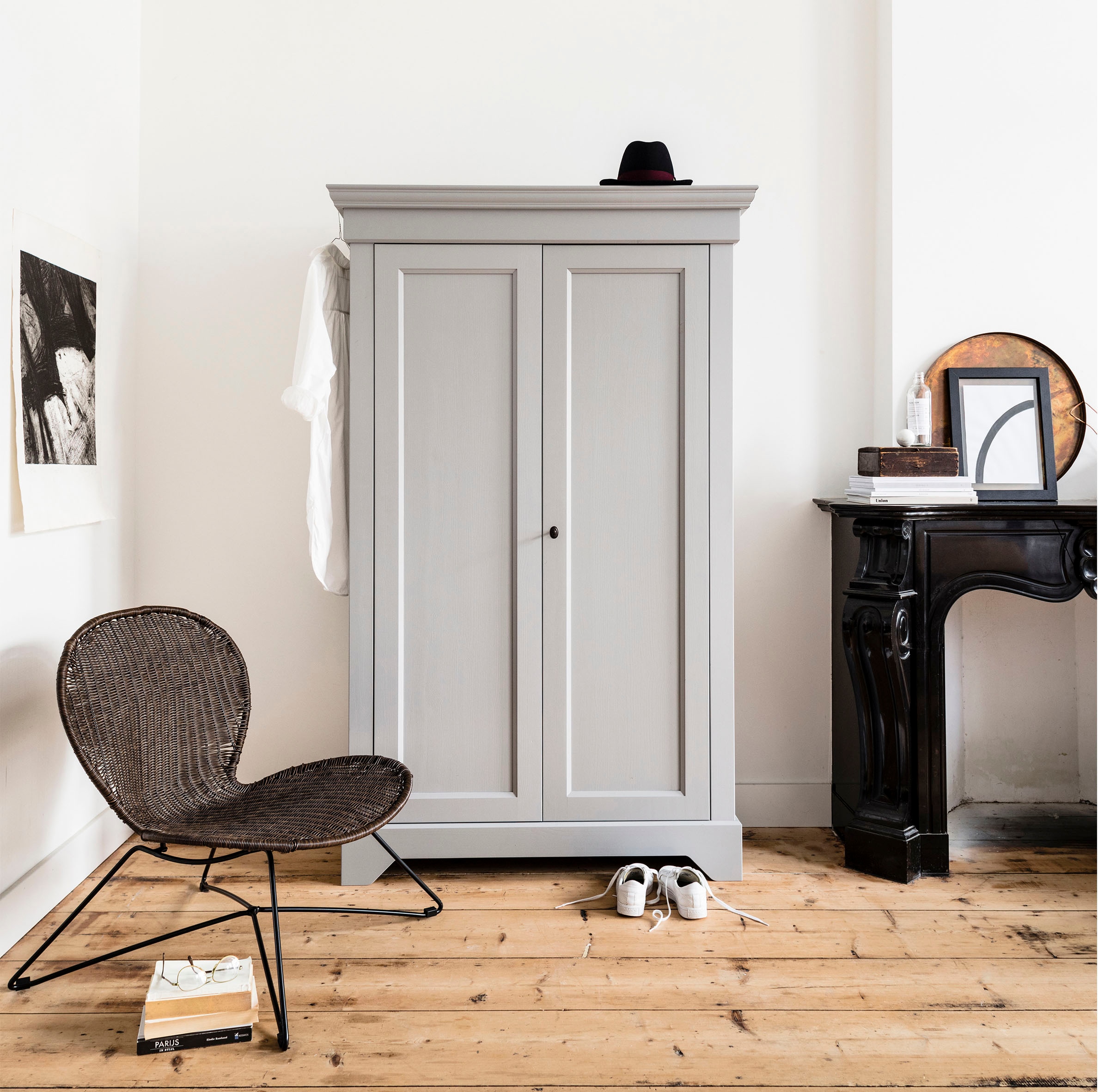 WOOOD Garderobenschrank »Isabel«, mit 4 Fachböden, H 191 cm x B 118 cm