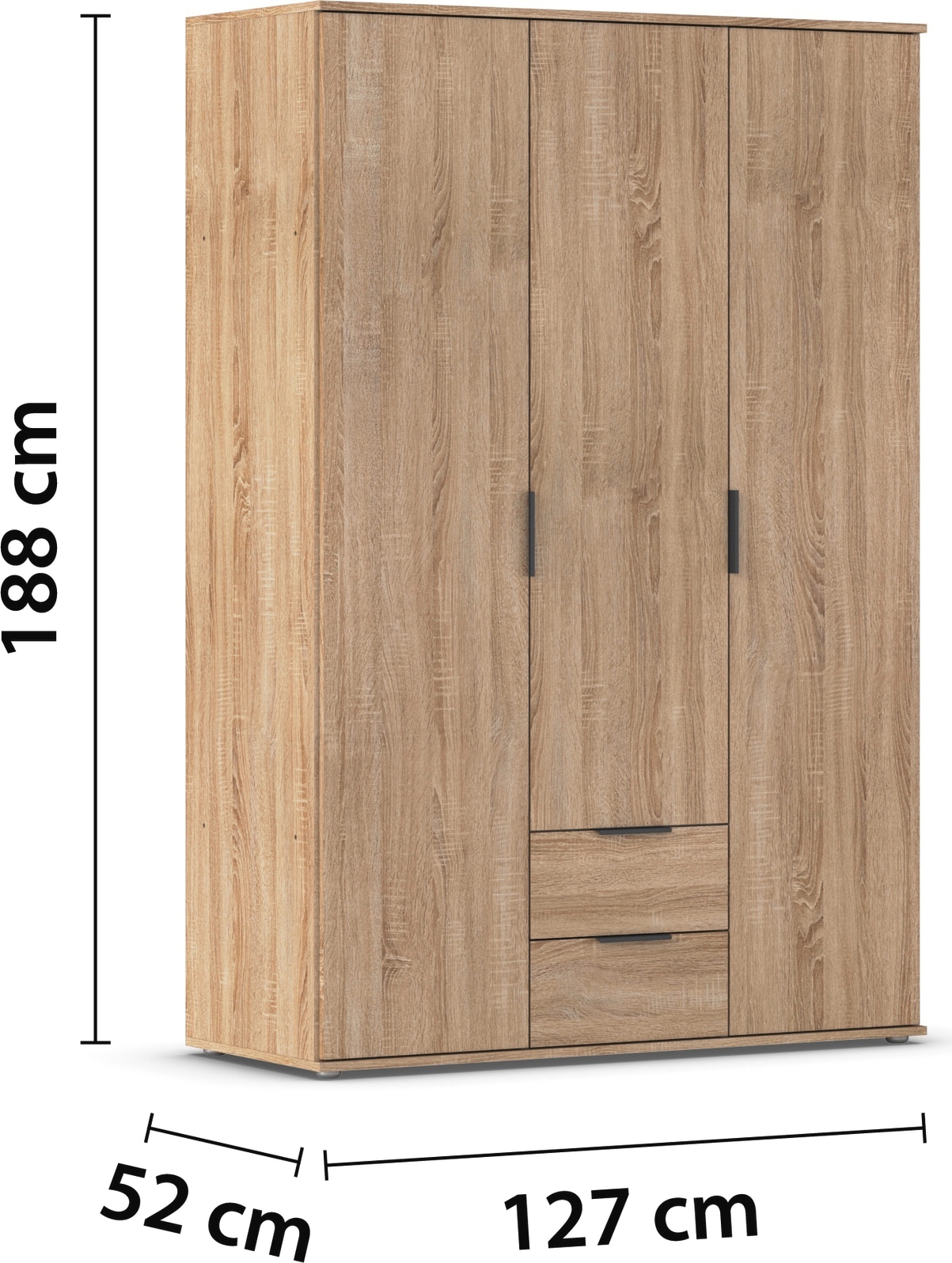 rauch Drehtürenschrank »Kleiderschrank Schrank Garderobe Wäscheschrank ESSEA in 2 Breiten«, mit 2 Schubladen, in schlichtem Design, moderne Griffe MADE IN GERMANY